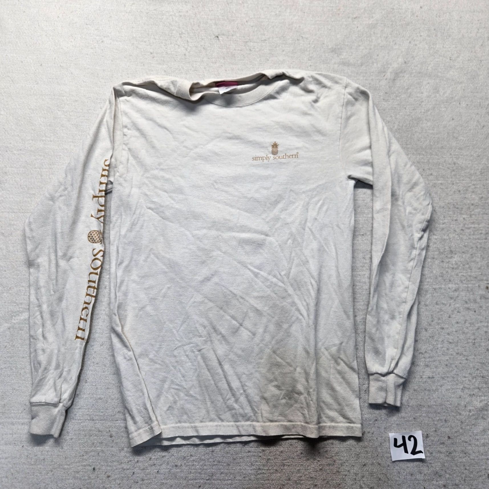 Camel VINTAGE Simply Southern Women's T-Shirt Long Sleeve Crew Neck Cotton White S Small Casual All Seasons Size S / US 4 / IT 40 - 2 Thumbnail