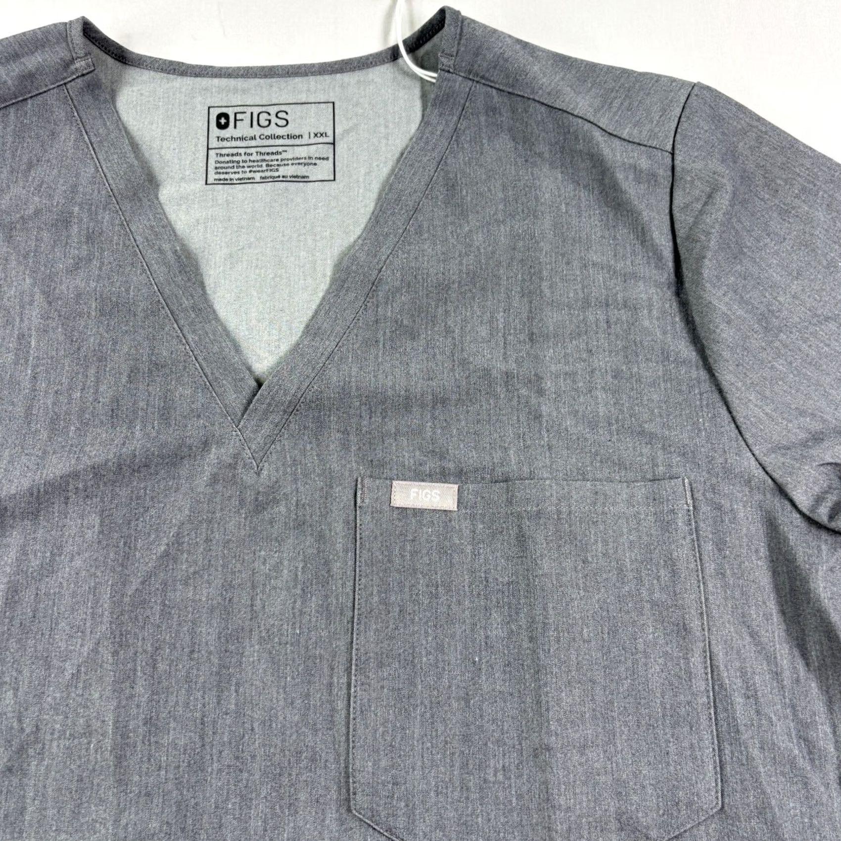 Vintage FIGS Scrub Top Shirt Womens 2XL Gray Catarina One Pocket Nurse Medical NEW Size XXL / US 16-18 / IT 52-54 - 3 Thumbnail