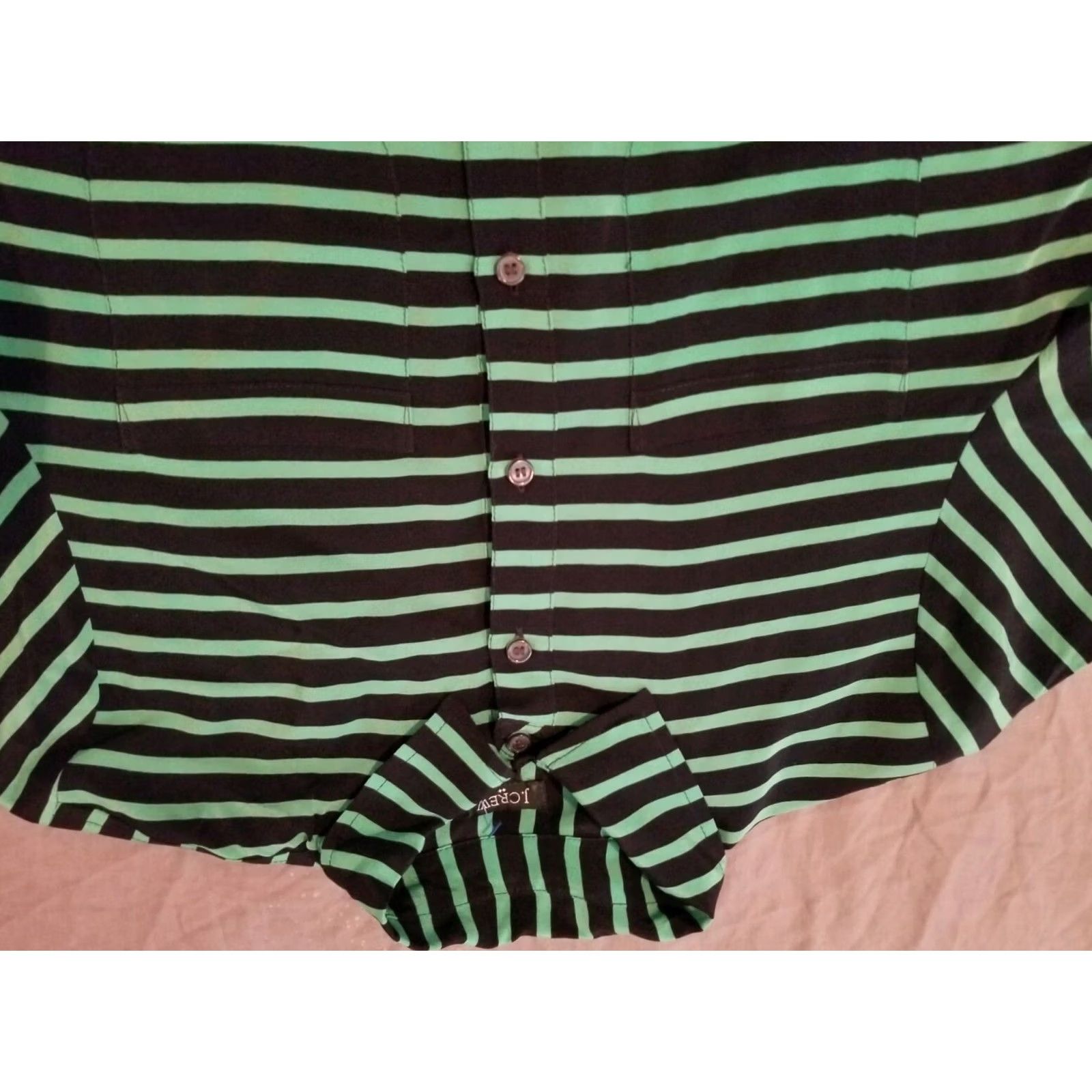 J.Crew Womens J.CREW Silk Shirt XS Green Stripes Blouse Long Sleeve Shirts Womens XS Green Striped Blouse J.CREW Silk Shirt Size XS / US 0-2 / IT 36-38 - 2 Thumbnail