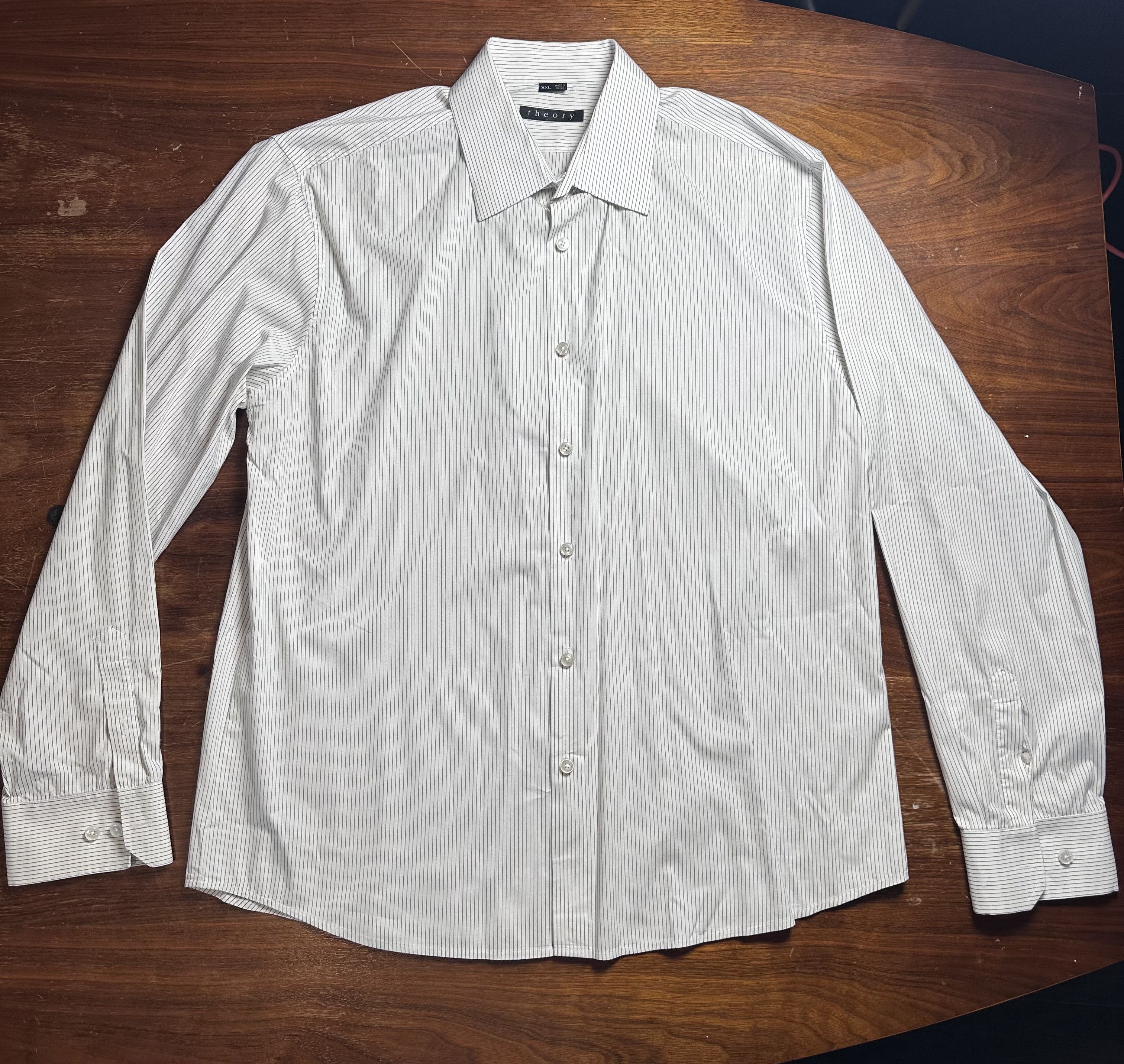 Theory Theory Pinstripe Dress Shirt White XXL Never Worn Size US XXL / EU 58 / 5 - 1 Thumbnail
