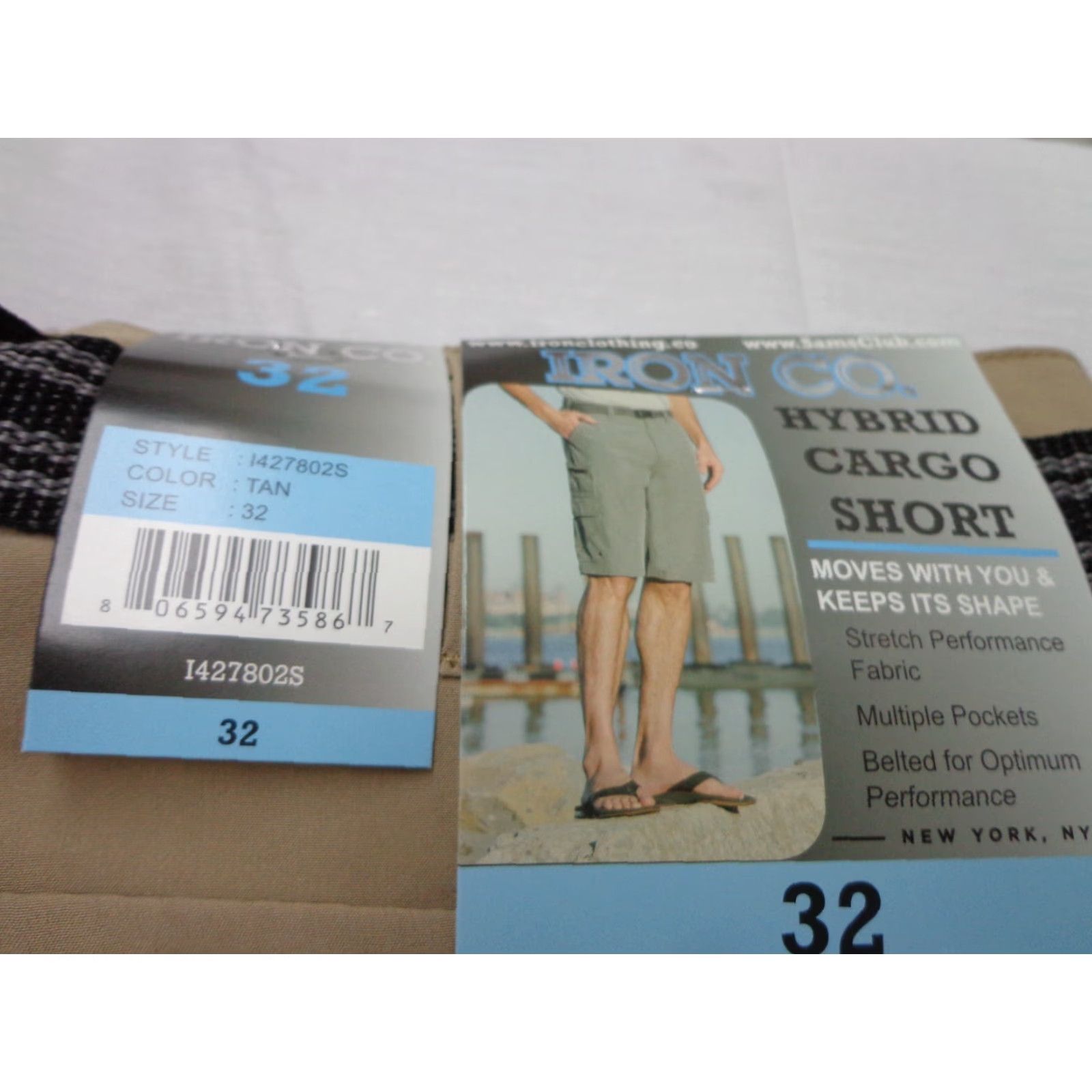 CO Iron Co Belted Stretch Performance Hybrid Cargo Shorts Cargo Men 32 Brown Tan Belted Modern 92% Polyester 8% Spandex Casual Workwear Travel 90s? Size US 32 / EU 48 - 4 Thumbnail