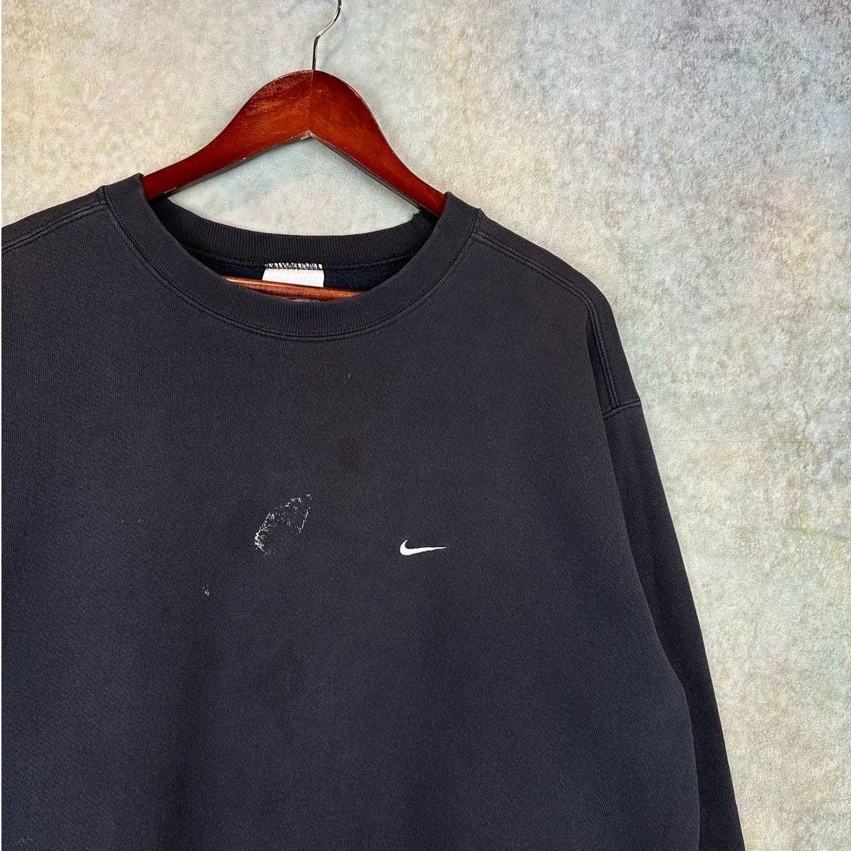 Nike × Vintage Vintage 90s Nike Crewneck Sweatshirt Sz L Black Swoosh Logo Size US L / EU 52-54 / 3 - 5 Thumbnail
