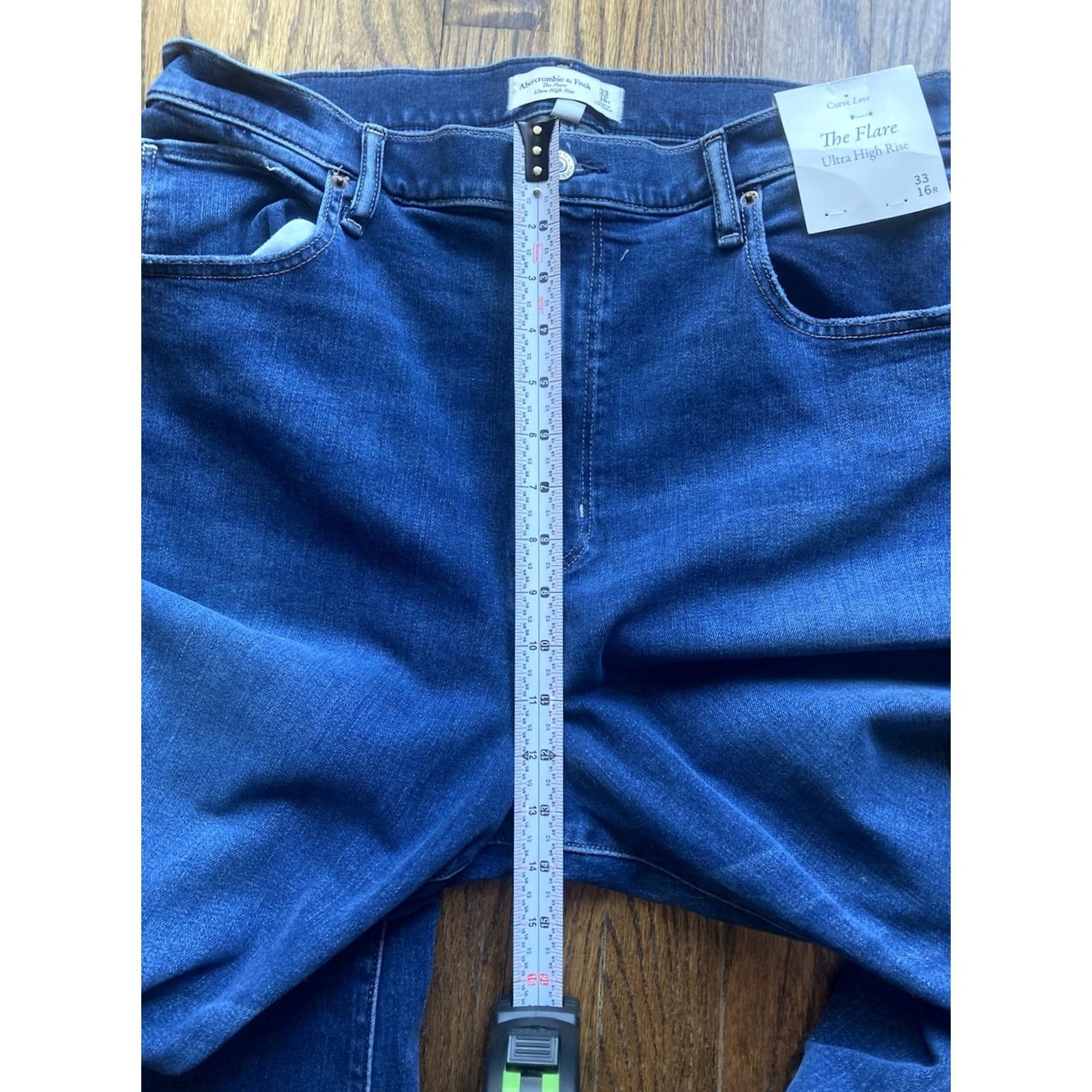 Abercrombie & Fitch Abercrombie & Fitch Jeans Womens 33 16R The Flare Ultra High Rise Curve Love NWT Blue Flared Pants Womens Size 24" / US 00 / IT 34 - 4 Thumbnail