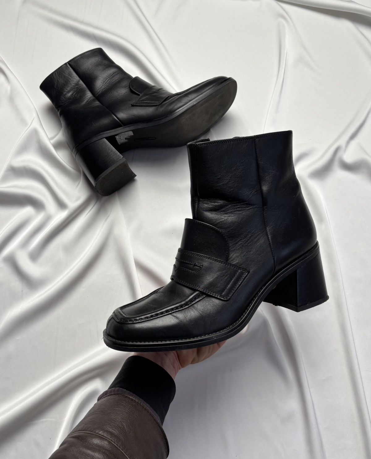 Avant Garde Free Flex Black Leather Heel Shoes Boots, Women's (Size 10.5)