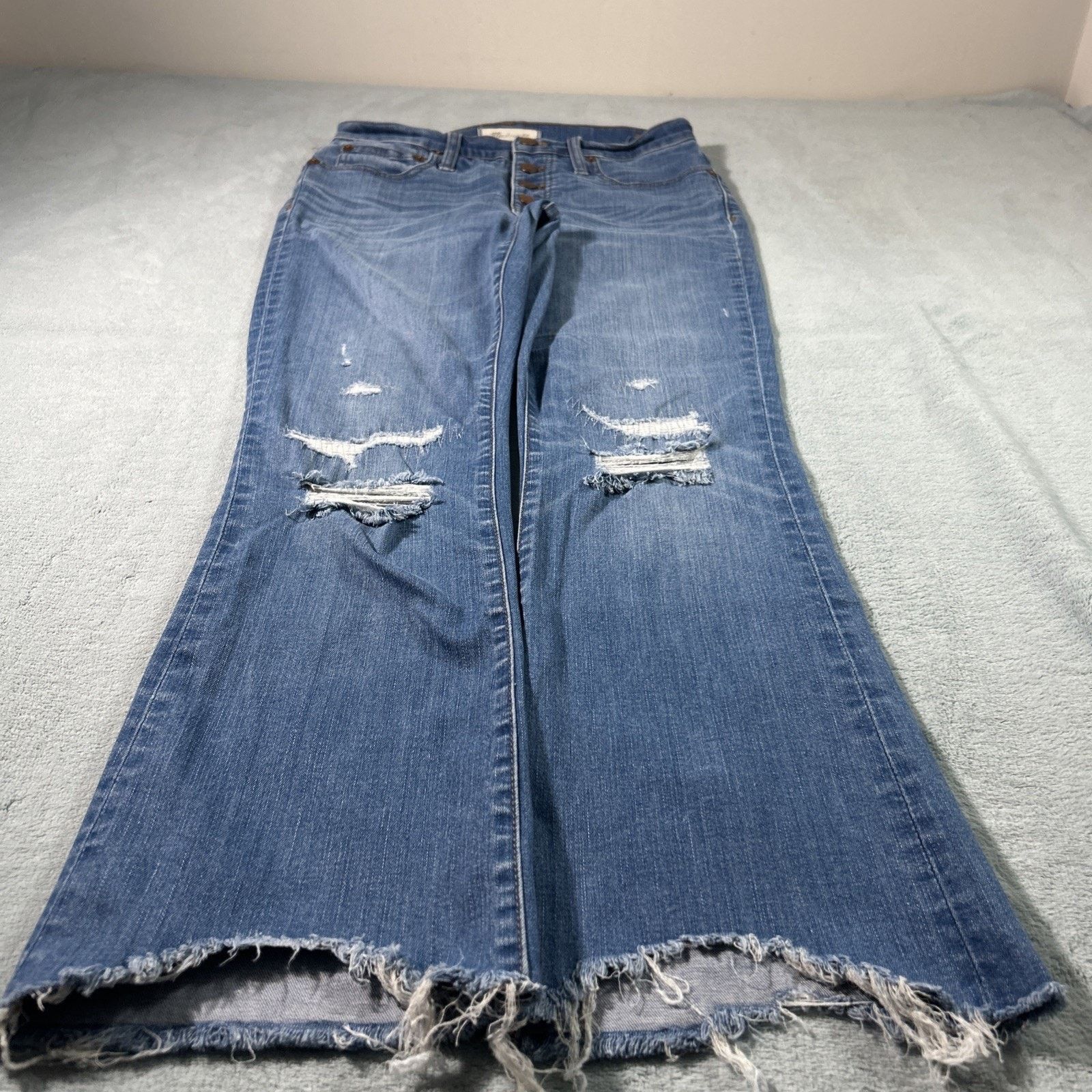 Madewell Baggy Bootcut Jeans 28x26 Raw Hem Flare Hamilton Dojo Button Size 28" / US 6 / IT 42 - 1 Thumbnail
