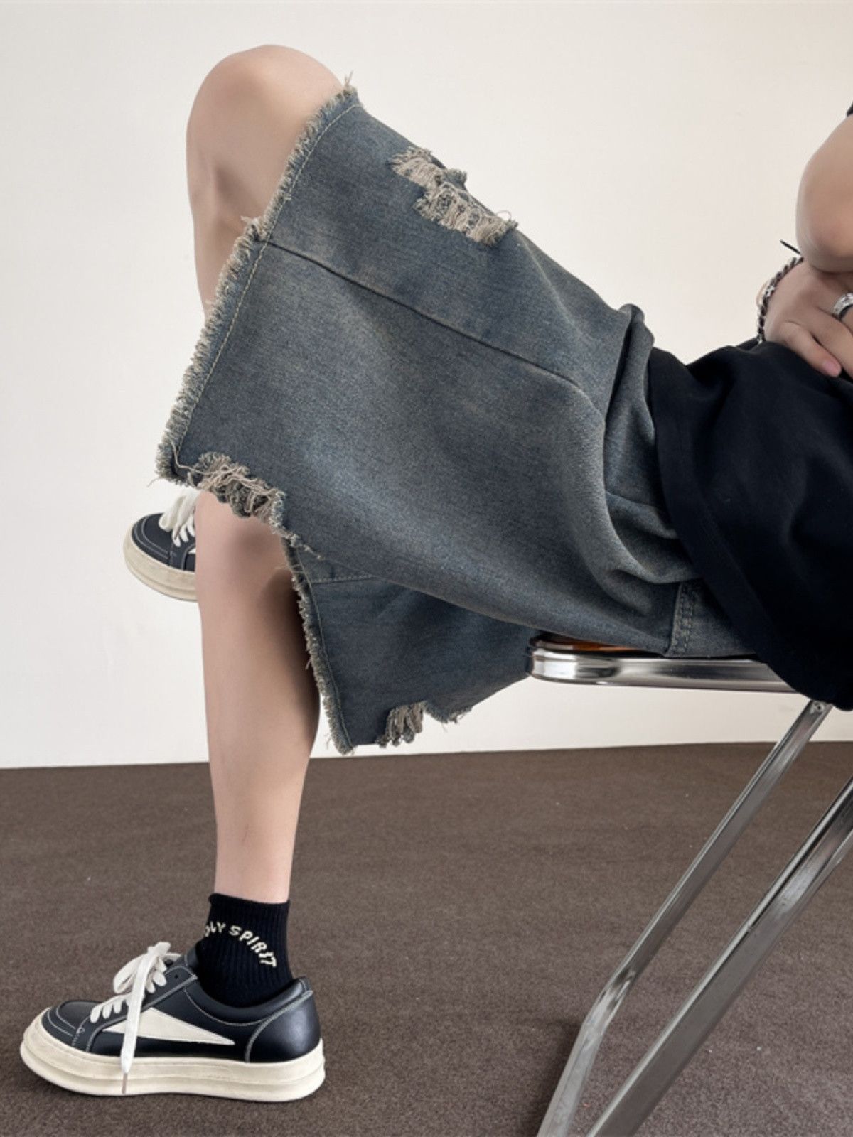 Japanese Brand × Jean Retro washed distressed denim shorts Size US 32 / EU 48 - 4 Thumbnail