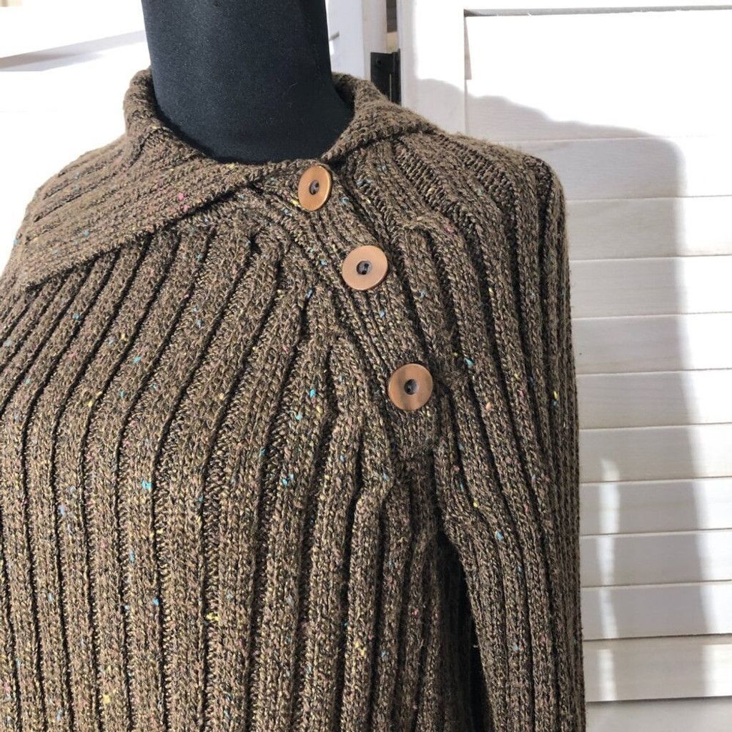 Vintage 90s Y2K ribbed knit brown cotton sweater stretchy Sz M L Size L / US 10 / IT 46 - 5 Thumbnail