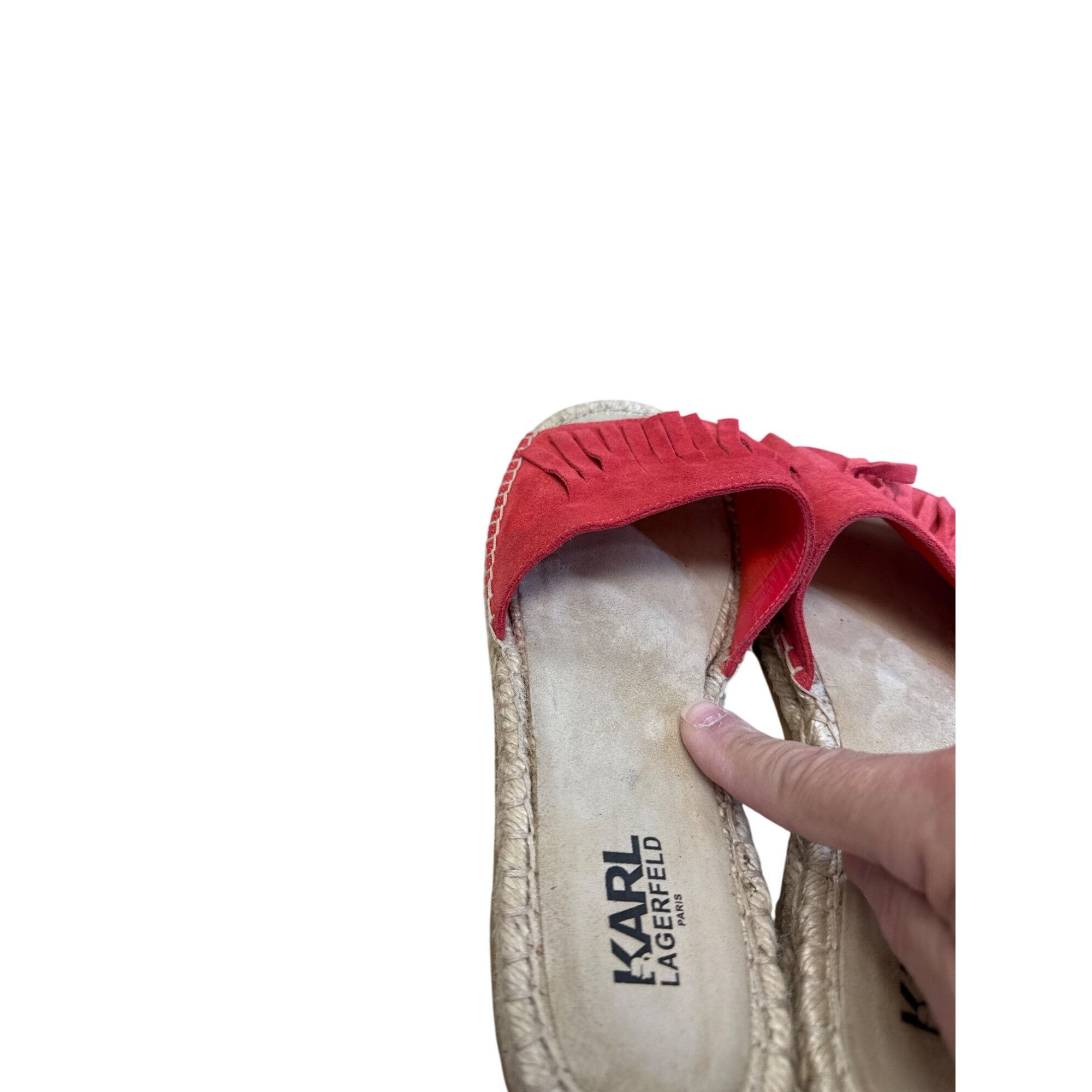 Karl Lagerfeld Karl Lagerfeld Womens Red Suede Fringe Espadrille Sandals Si Size US 11 / IT 41 - 10 Thumbnail