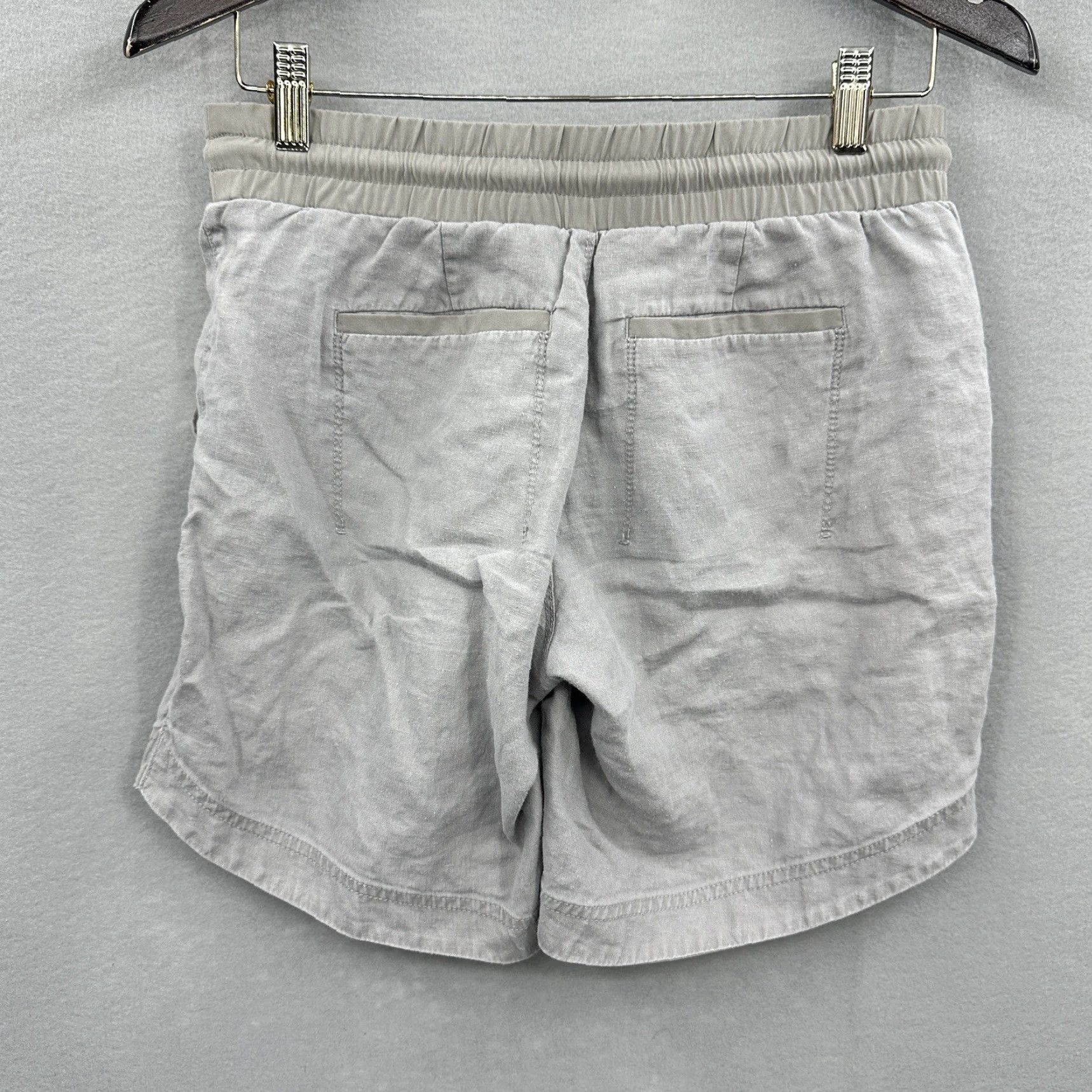 Athleta Athleta Womens Shorts 2 Gray Linen Beachside Elastic Waist Pockets Boho 90s Style Women's Size 2 Adults Size 26" / US 2 / IT 38 - 3 Thumbnail