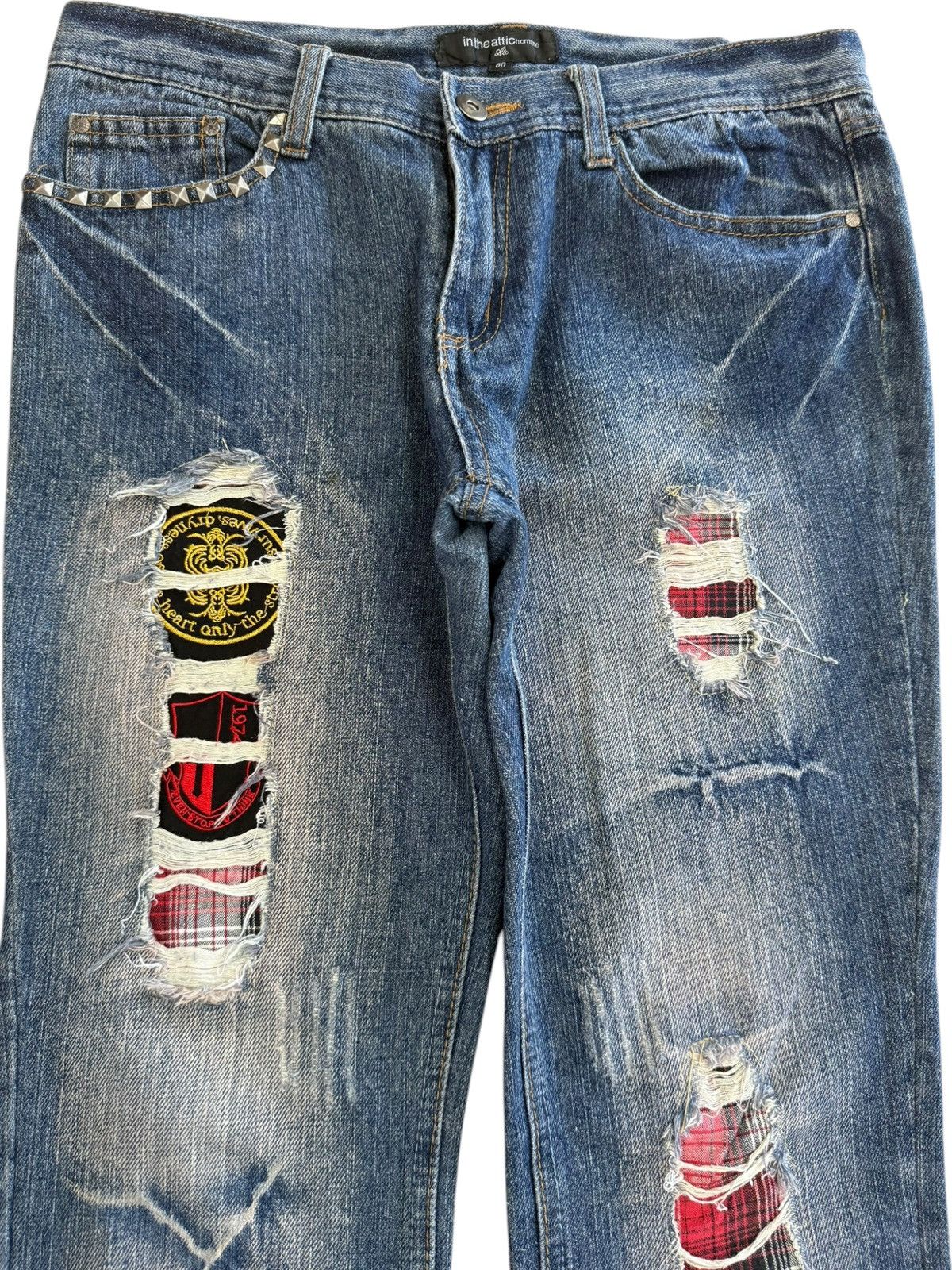 In The Attic In The Attic Blue Faded Wash Patchwork Jeans Size US 32 / EU 48 - 2 Thumbnail