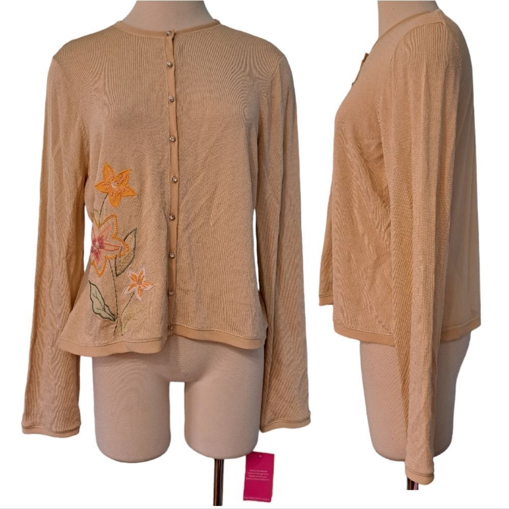 Other Vintage Intuitions Y2K Button Down Floral Stitch Lawn Party Size XL / US 12-14 / IT 48-50 - 3 Thumbnail