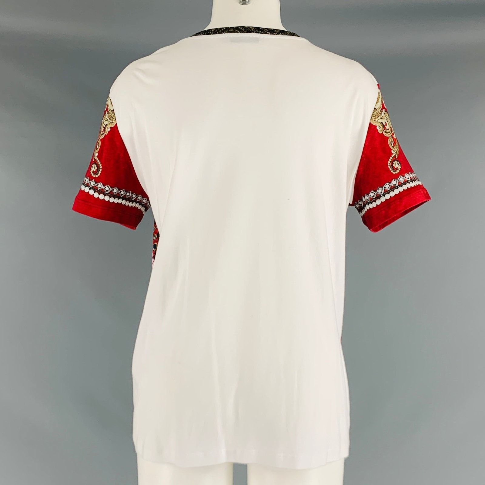 Etro White Multi-Color Cotton Rhinestones Short Sleeve Casual Top Size S / US 4 / IT 40 - 4 Thumbnail