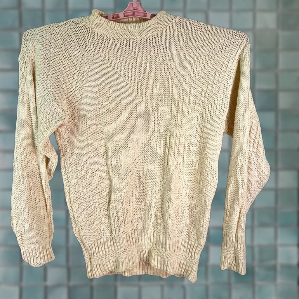 Vintage Harbour Classics Mens Sweater Pullover Long Sleeve Knit Ivory 100% Cotton Crew Neck Size M USA Classic Fit Vintage VTG Size US M / EU 48-50 / 2 - 1 Thumbnail