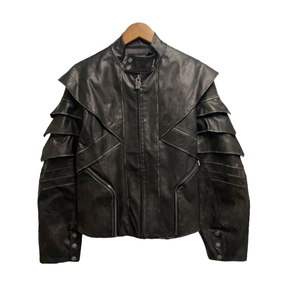 Pre-owned Issey Miyake Armor Pleat Leather Jacket In Black