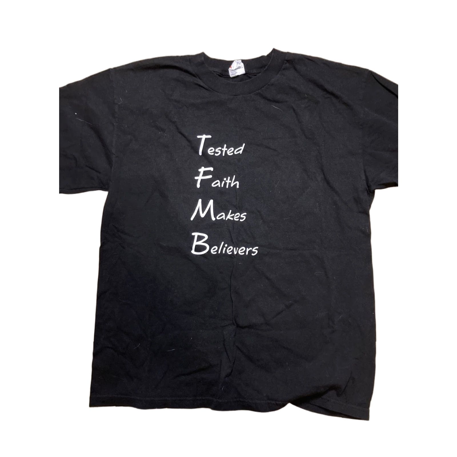 Vintage VINTAGE T-Shirt Religious Tested Faith Makes Believers TFMB Large Black Mens Size US L / EU 52-54 / 3 - 1 Thumbnail