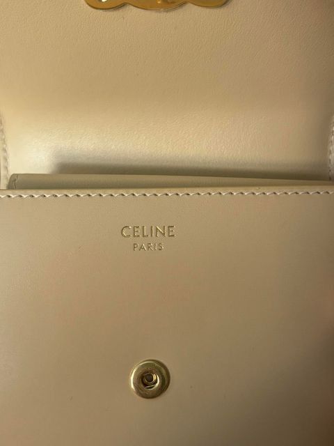 Celine CELINE Small Wallet Triomphe In Shiny Calfskin BEIGE Size ONE SIZE - 7 Thumbnail