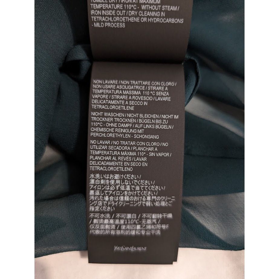 Saint Laurent Paris o1rshd1 Crepee De Soie Blouse in Canard Size M / US 6-8 / IT 42-44 - 15 Thumbnail