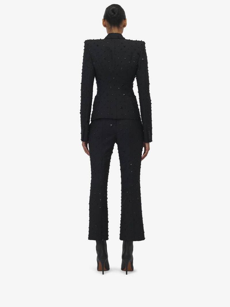 Alexander McQueen o1srvl11e0326 Shattered Jet Stone Embroidered Jacket Black Size L / US 10 / IT 46 - 5 Thumbnail