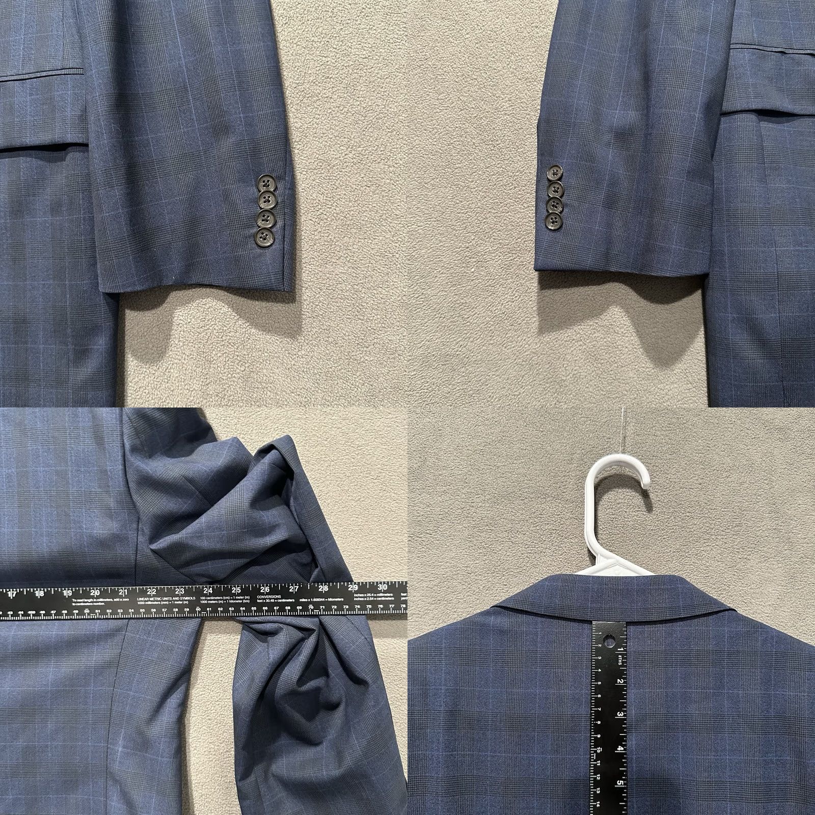 Jack Victor Jack Victor Exclusive Collection Sport Jacket Blazer 100% Wool Plaid Blue 46L Size 46R - 8 Thumbnail
