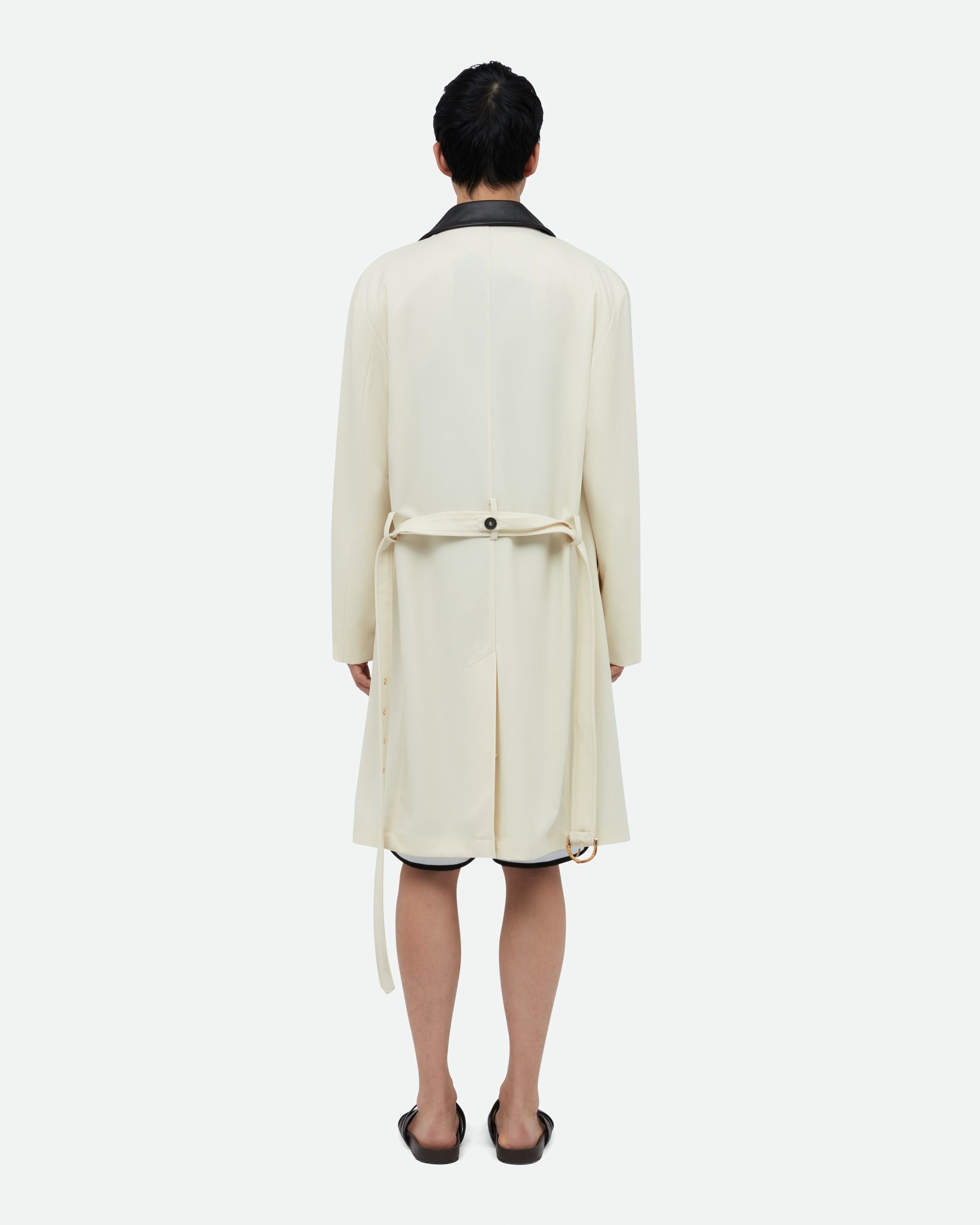 Wales Bonner o1mle0825 Unisex Noon Crombie Car Coat in Neutrals Size US M / EU 48-50 / 2 - 6 Thumbnail
