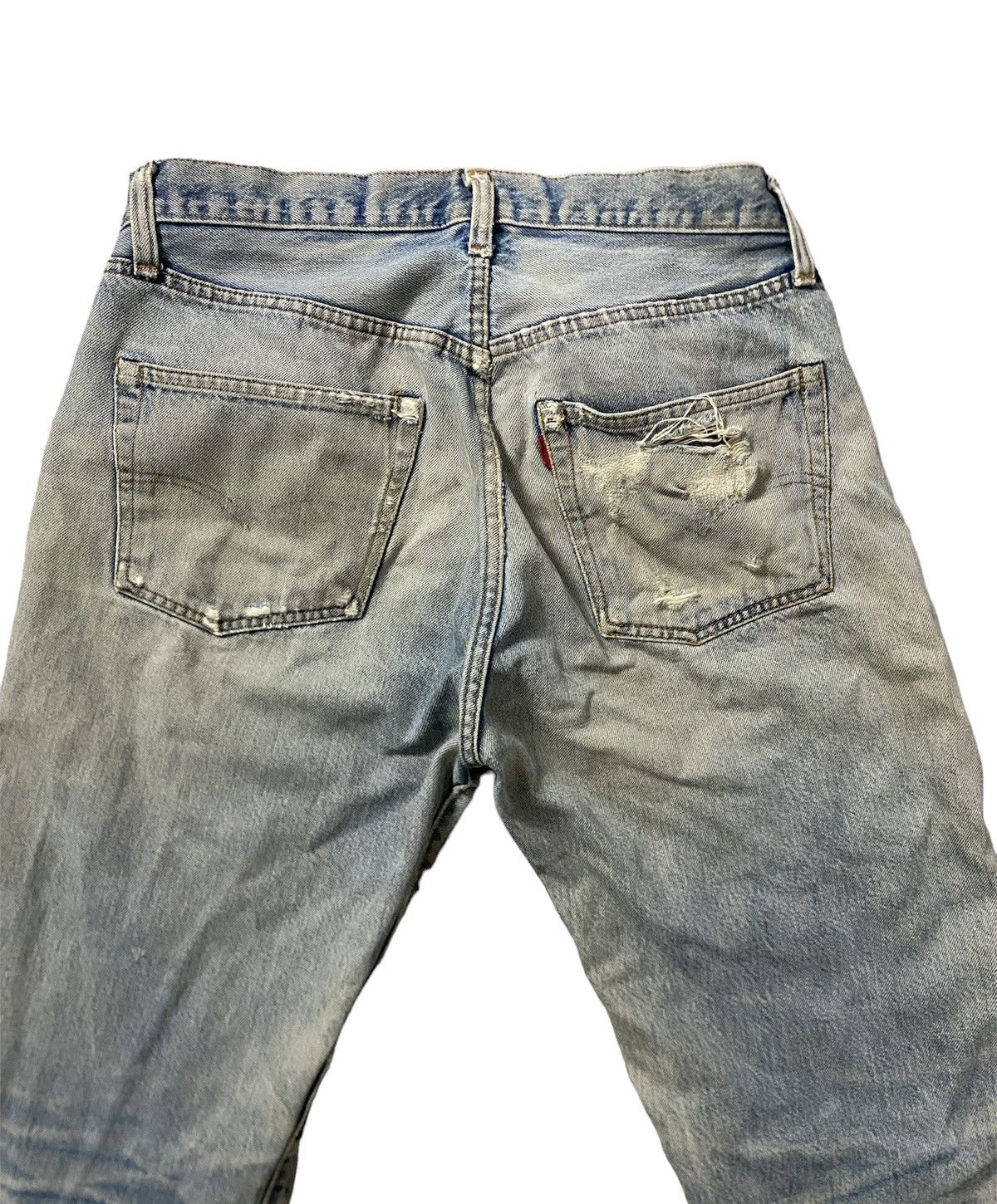 Levi's × Vintage Vintage Thrashed Distressed Custom Levis Selvedge Button 6 Size US 35 - 3 Thumbnail