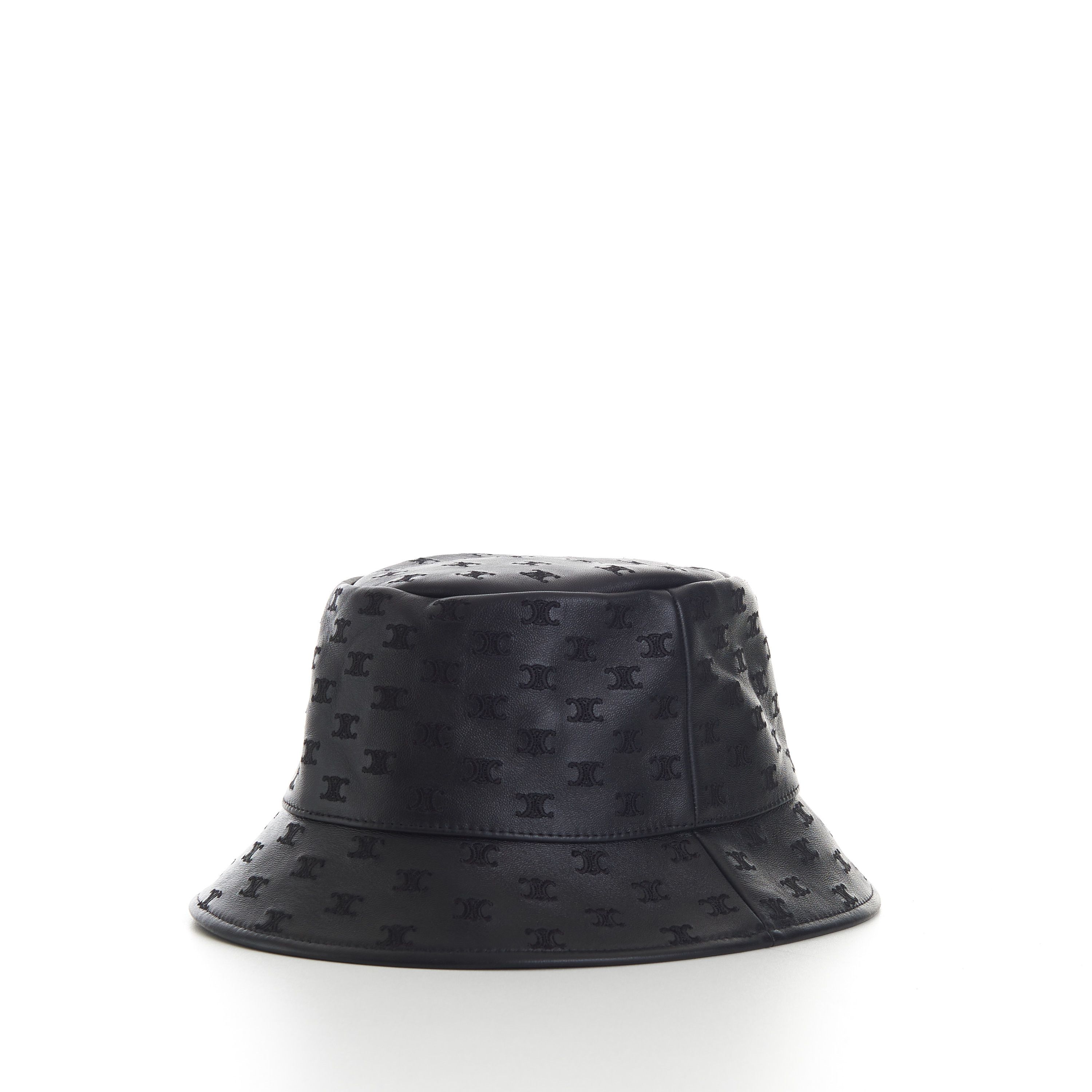 Celine Black Leather Bucket Hat - Mini Triomphe Embroidery Size ONE SIZE - 6 Thumbnail