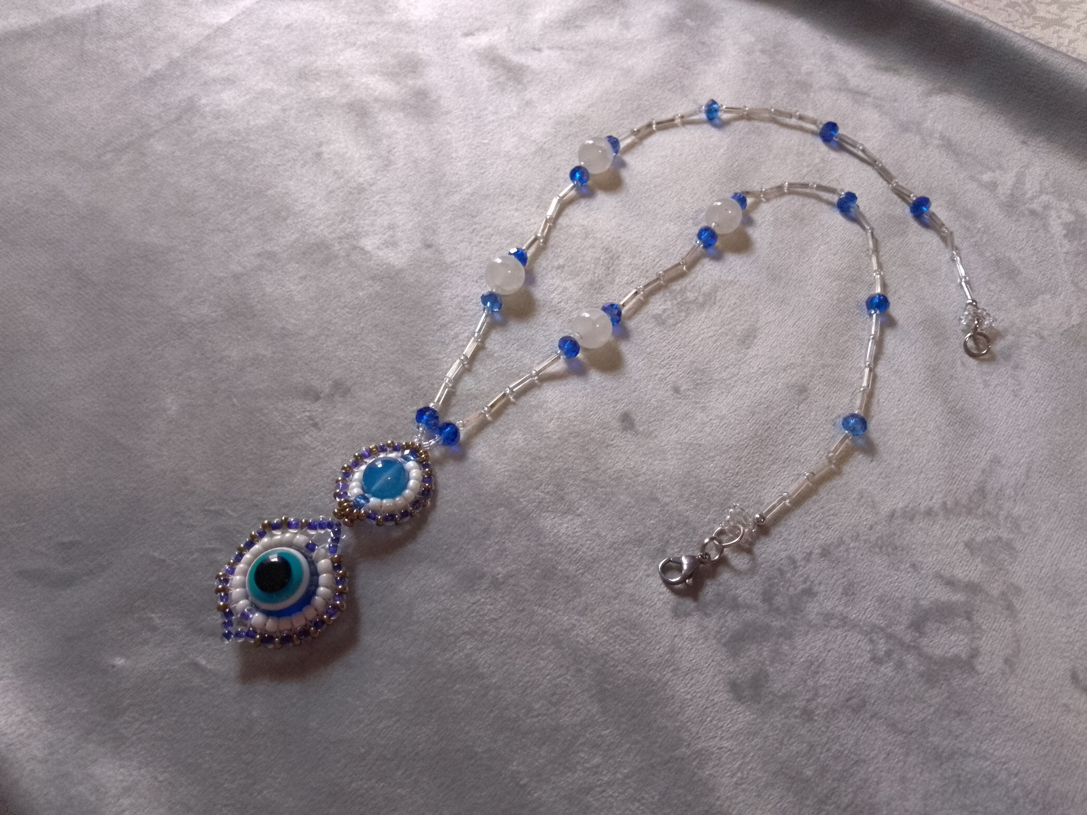 Handmade Talisman Necklaces eye of Nazar pendant Agate gemstones Size ONE SIZE - 6 Thumbnail
