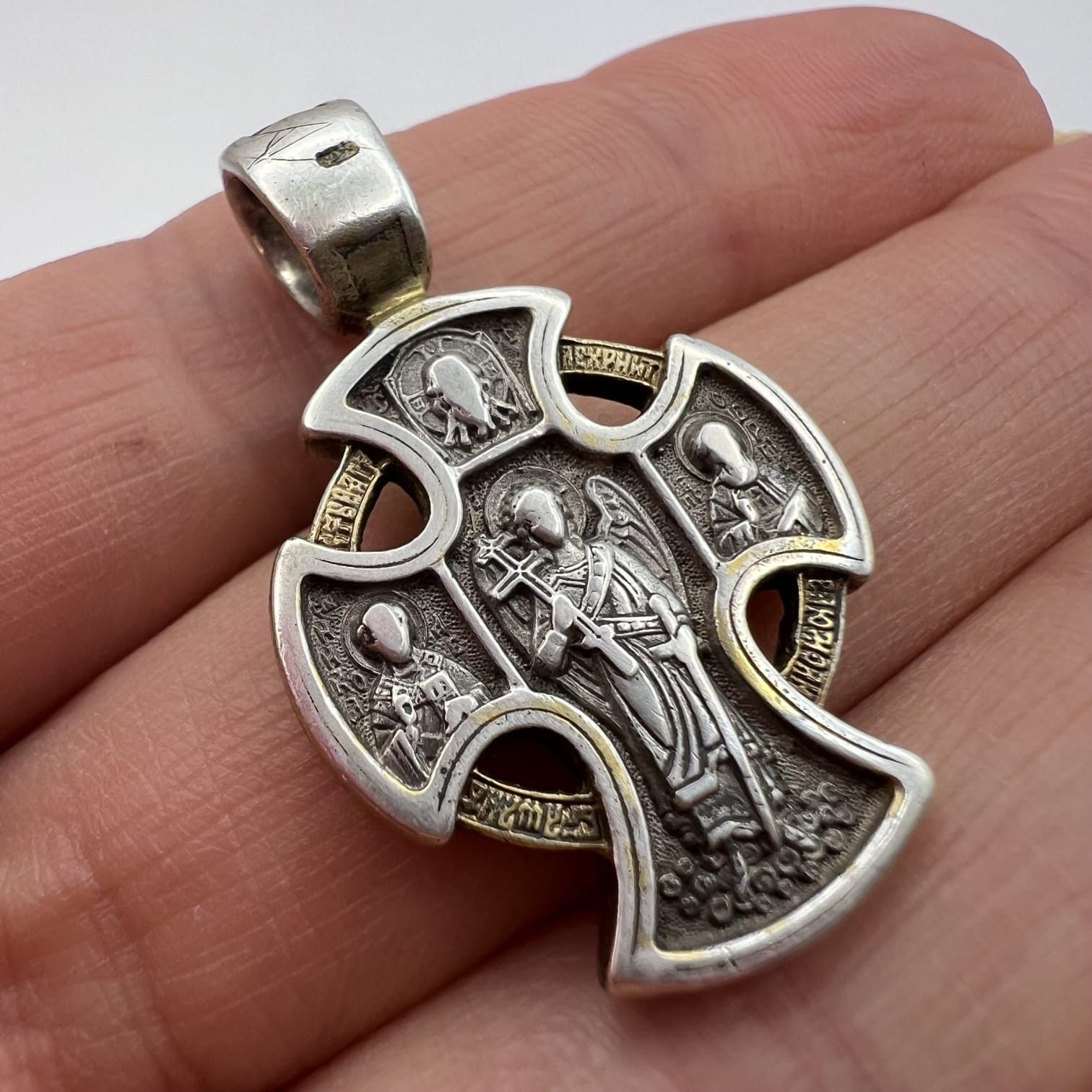 Vintage 925 Silver Orthodox Cross Pendant 7.3g 3.3cm