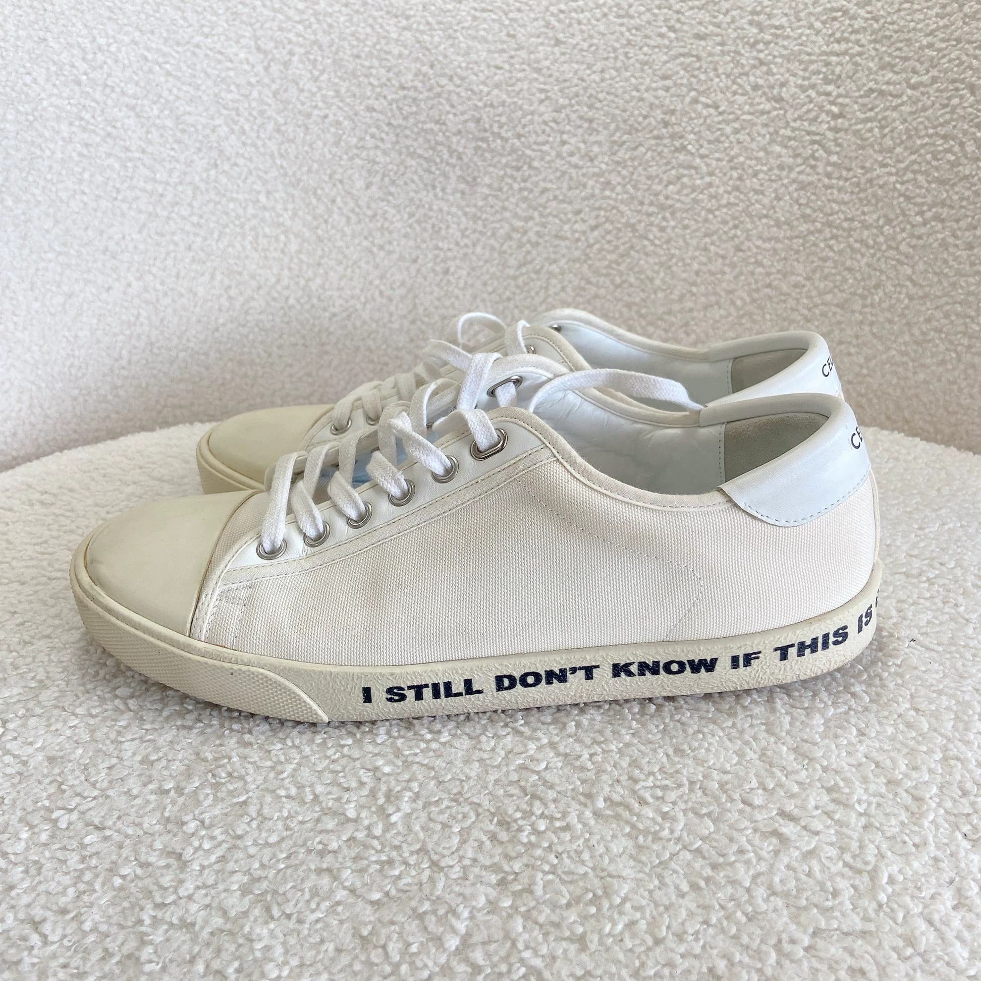 Celine Celine White Lettered Canvas Sneakers Size 39 Size US 8.5 / IT 38.5 - 4 Thumbnail