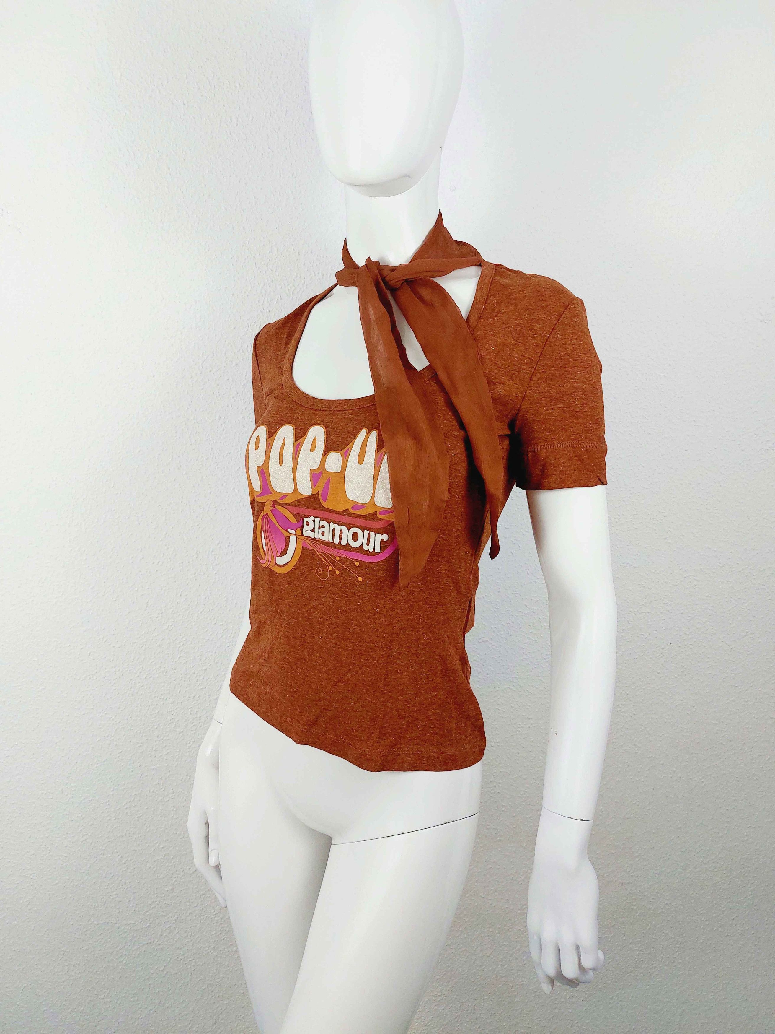 Dolce & Gabbana D&G Dolce & Gabbana Pop-Up Glamour Silk Tie Top T-Shirt Size M / US 6-8 / IT 42-44 - 7 Thumbnail