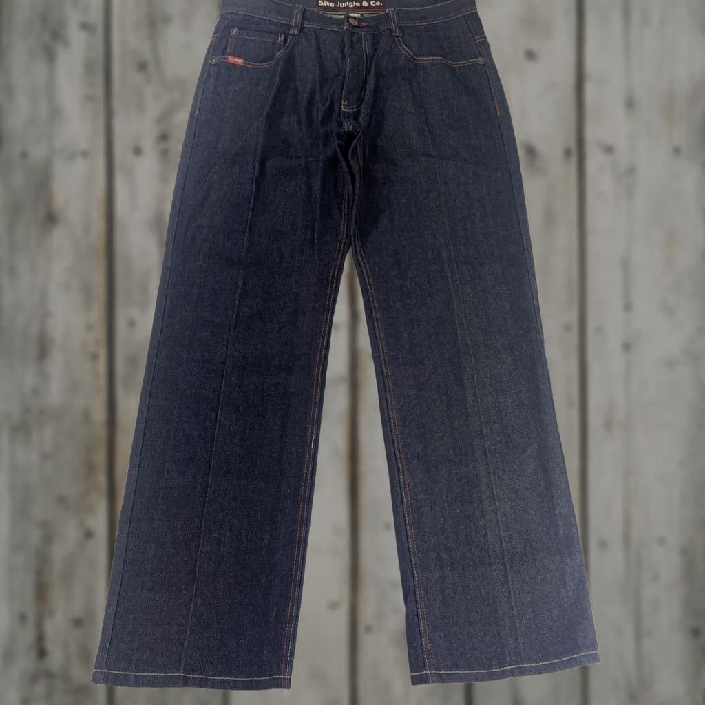 CO VINTAGE 5ive Jungle & Co Jeans 36 Mens Dark Blue 5-Pocket Distressed Wide-Leg Cotton Denim Hip Hop Baggy 90s Style Casual Mens Jeans Size US 36 / EU 52 - 1 Thumbnail