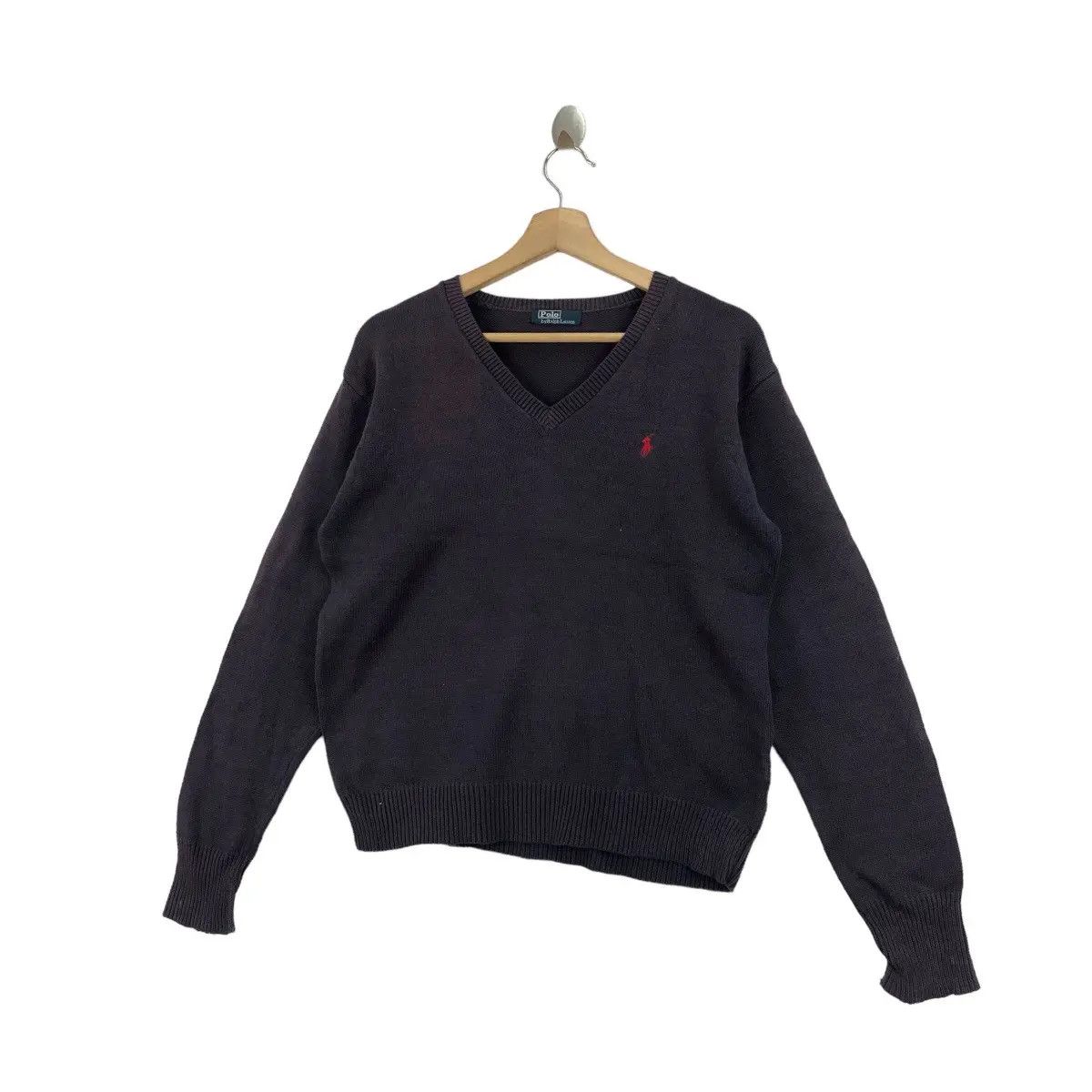 Polo Ralph Lauren Vtg POLO RALPH LAUREN Small Pony V Neck Knitwear Sweatshirt Size L / US 10 / IT 46 - 2 Thumbnail