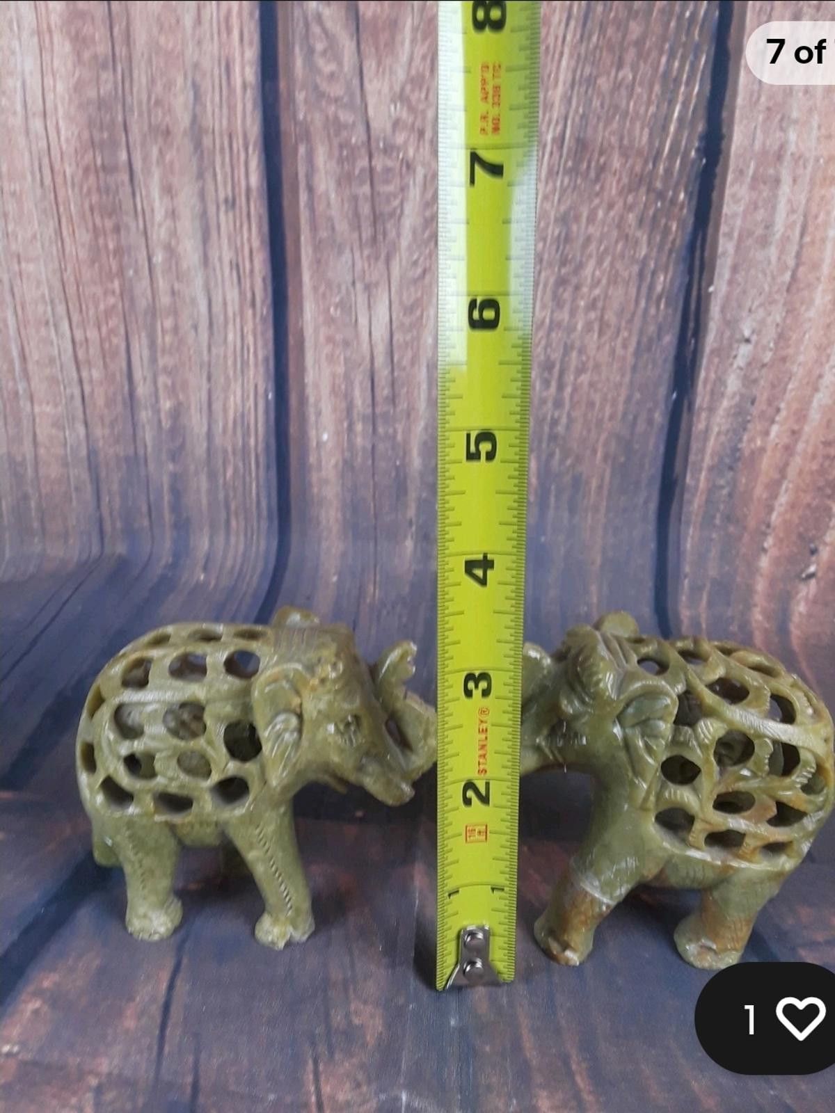 Other 2 Vtg Soapstone "Mother Elephants w Babies" Inside Size ONE SIZE - 7 Thumbnail