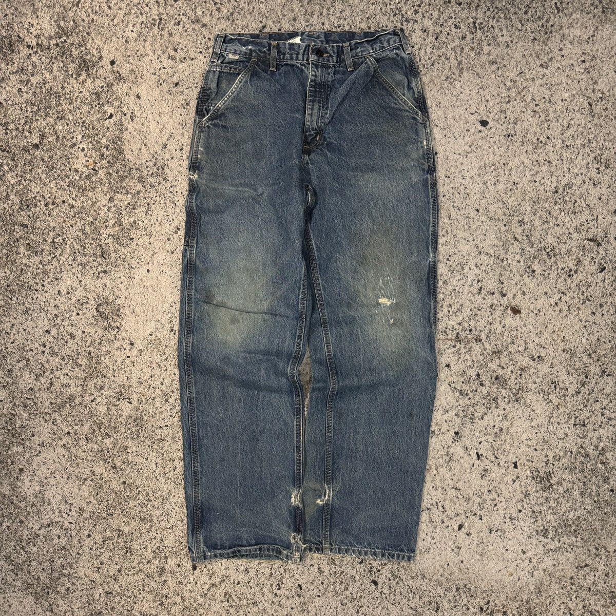 Carhartt Vintage Carhartt Thrashed Faded Denim Carpenter Jeans Grunge Size US 30 / EU 46 - 1 Thumbnail