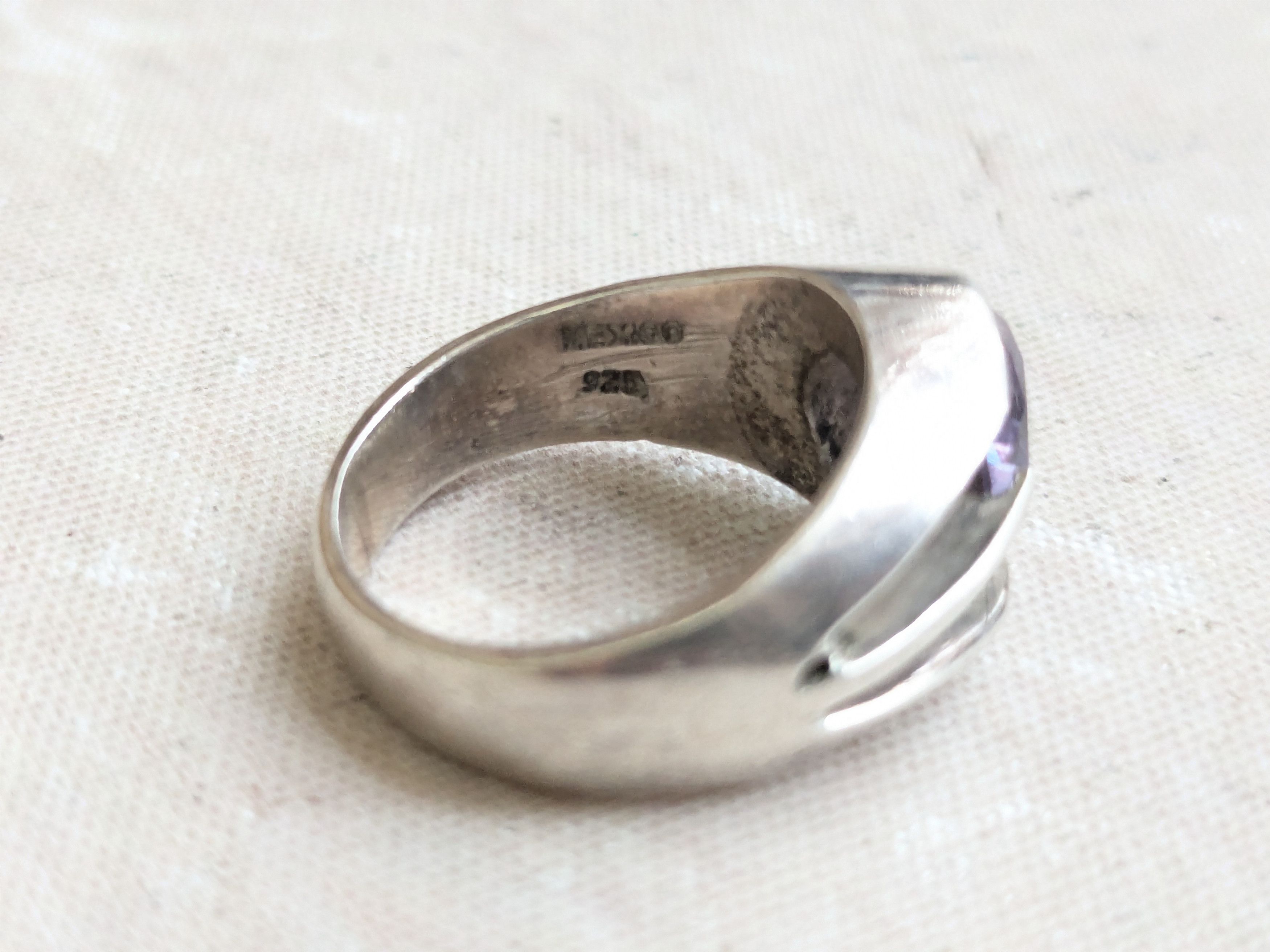 Sterling Silver Vintage Sterling Silver Ring Purple Amethyst 7.75 Art Deco Size ONE SIZE - 8 Thumbnail