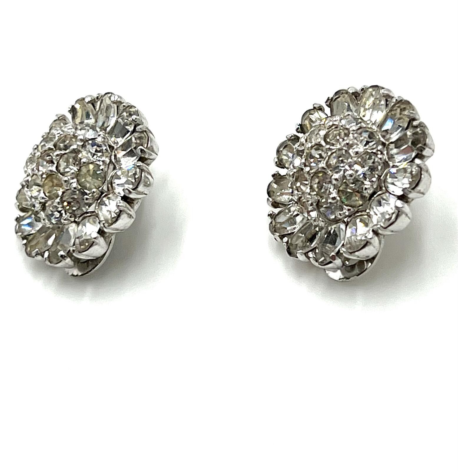 Other Pennino Silvertone White Rhinestones Radial Clip Earrings Size ONE SIZE - 3 Thumbnail