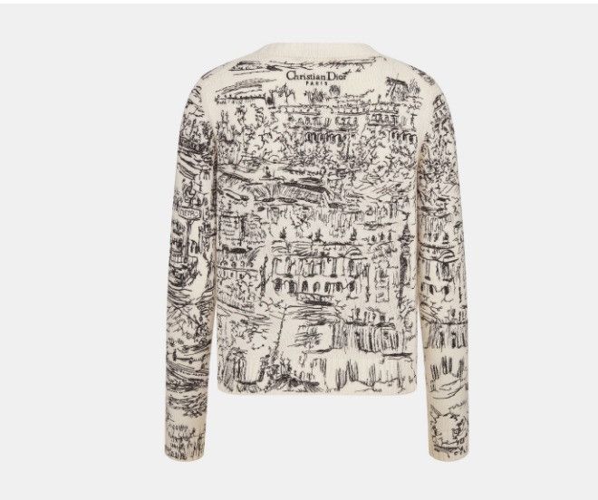 Dior o1w1db10425 424S57A Embroidered Sweater in White & Black Size XS / US 0-2 / IT 36-38 - 2 Thumbnail