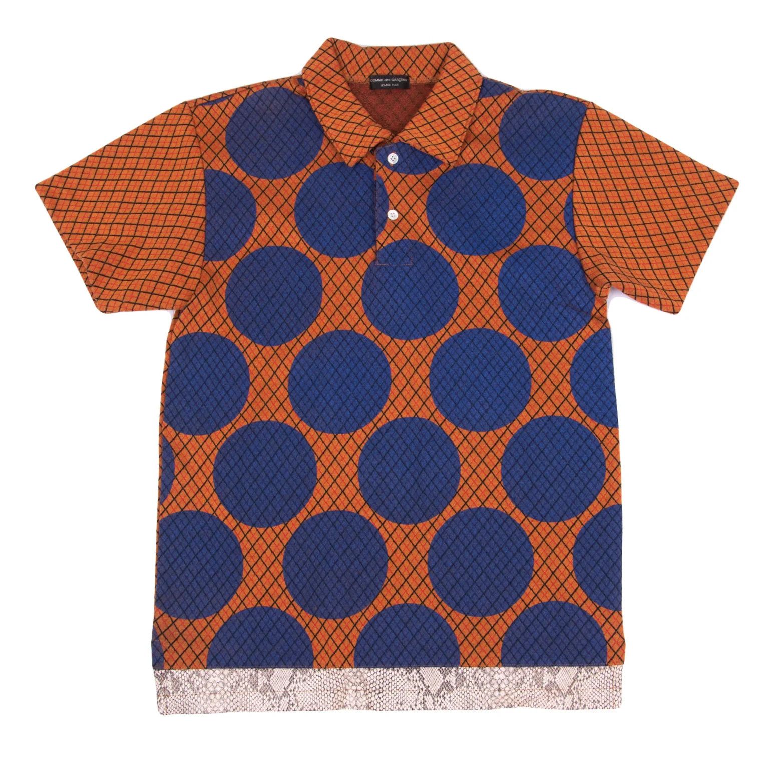 Comme des Garcons Homme Plus Python Pattern Panel Polo Shirt in Orange and Blue Size US M / EU 48-50 / 2 - 1 Thumbnail
