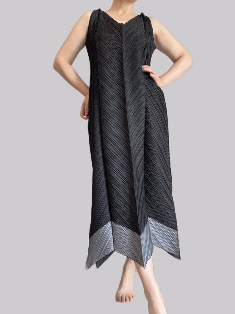Issey Miyake Issey Miyake size:2 Black two-tone twill dress Size XS / US 0-2 / IT 36-38 - 4 Thumbnail