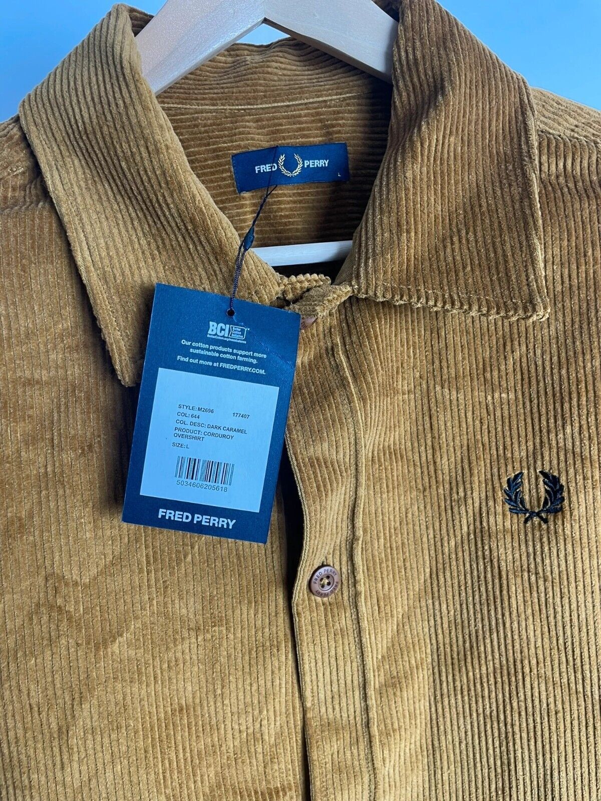 Fred Perry Fred Perry Corduroy Overshirt - Dark Caramel in size L Size US L / EU 52-54 / 3 - 10 Thumbnail