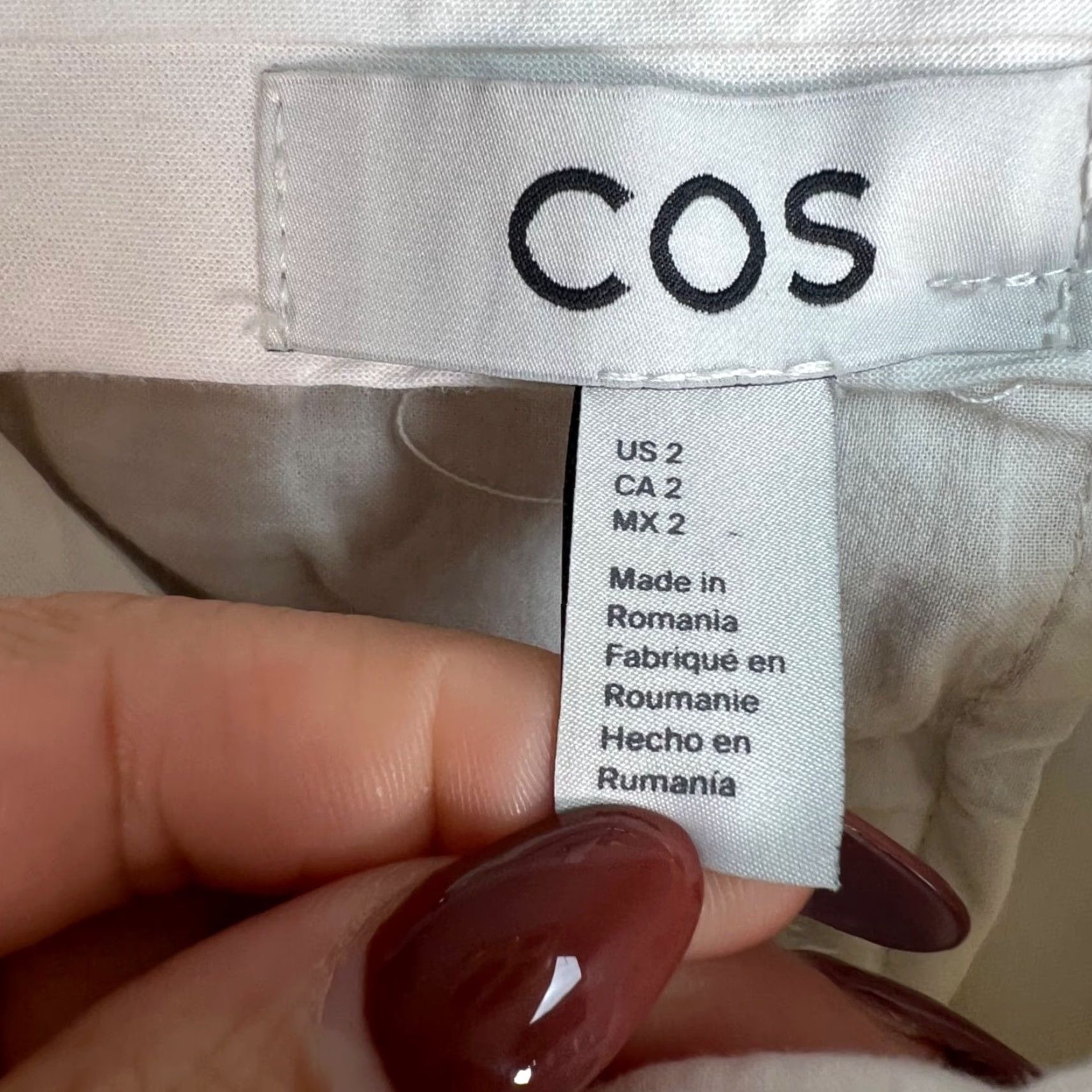 Cos COS Womens High-Waisted White Chino Pants Straight Leg Size 2 Size 26" / US 2 / IT 38 - 3 Thumbnail