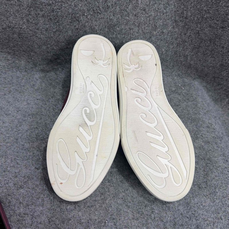 Gucci Gucci Leather Slip-On Fashion Sneakers in Burgundy Size US 7.5 / EU 40-41 - 4 Thumbnail
