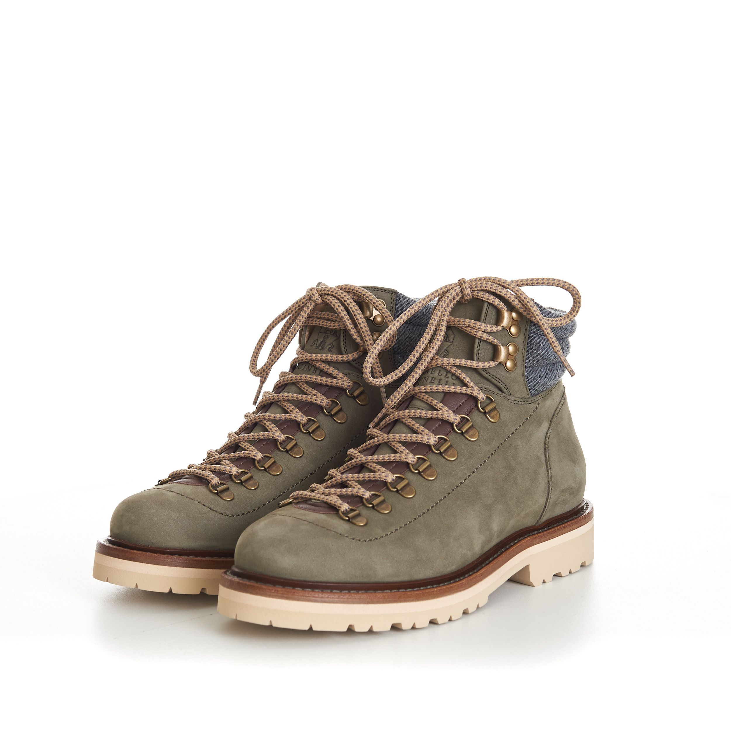 Brunello Cucinelli Nubuck Mountain-Style Boots With Wool Diagonal Insert Size US 7.5 / EU 40-41 - 3 Thumbnail