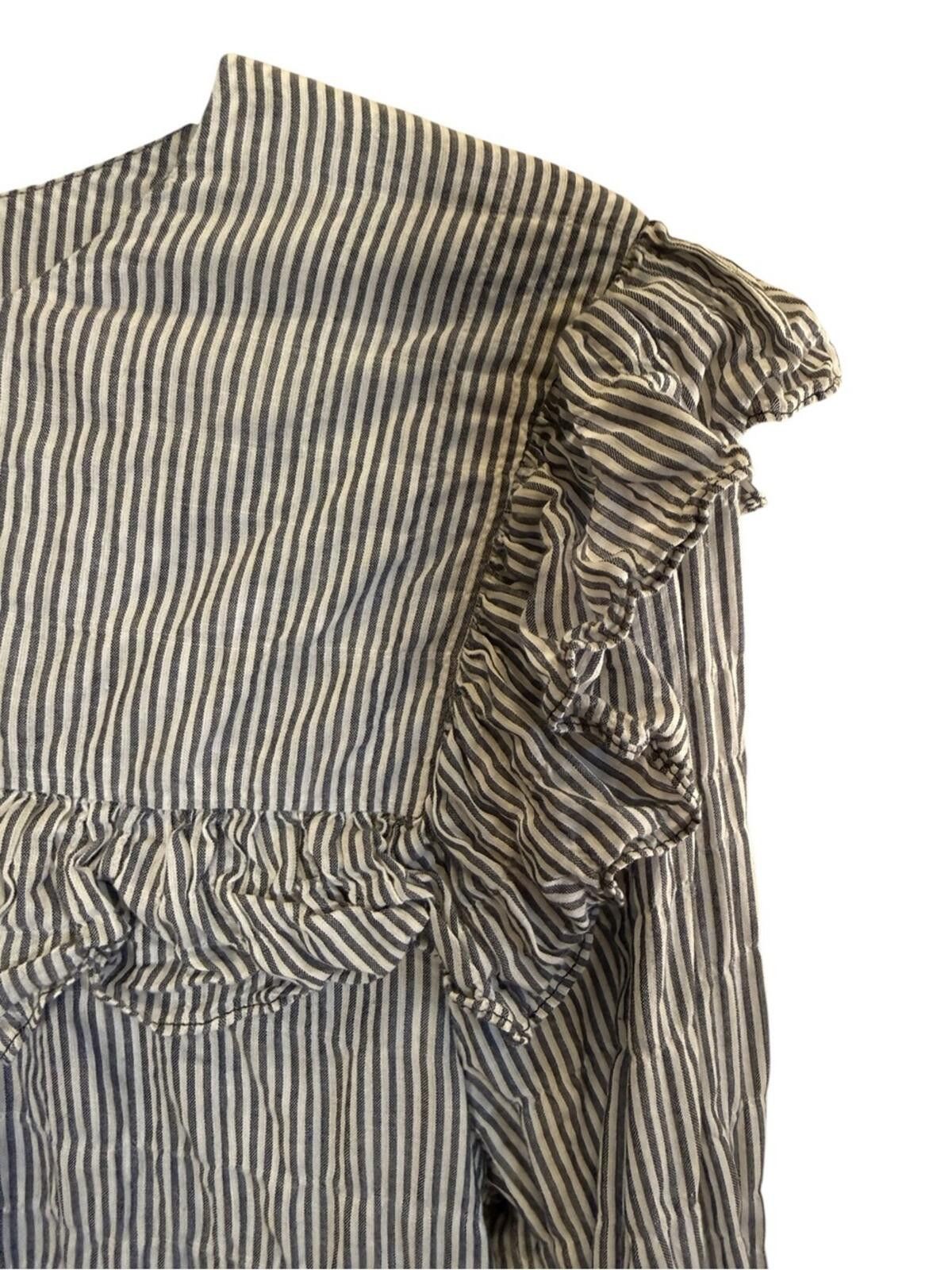 Other Masscob Women’s Beachy Striped Ruffle Yoke Cotton Top sz S Size S / US 4 / IT 40 - 3 Thumbnail