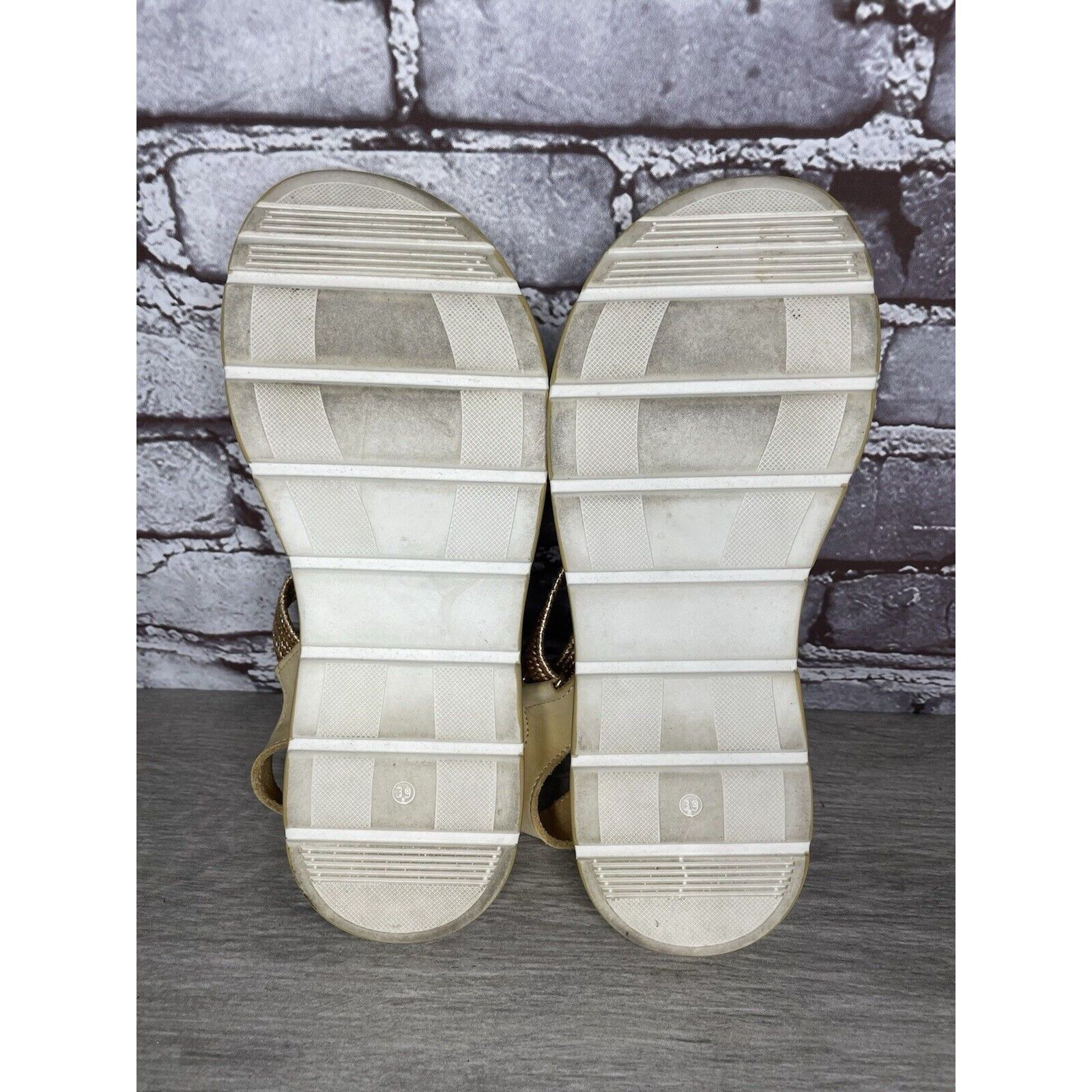 Other Fantasy Sandals Tan Nubuck Fabric Cross Strap Wedge Flex Sol Size US 8.5 / IT 38.5 - 8 Thumbnail
