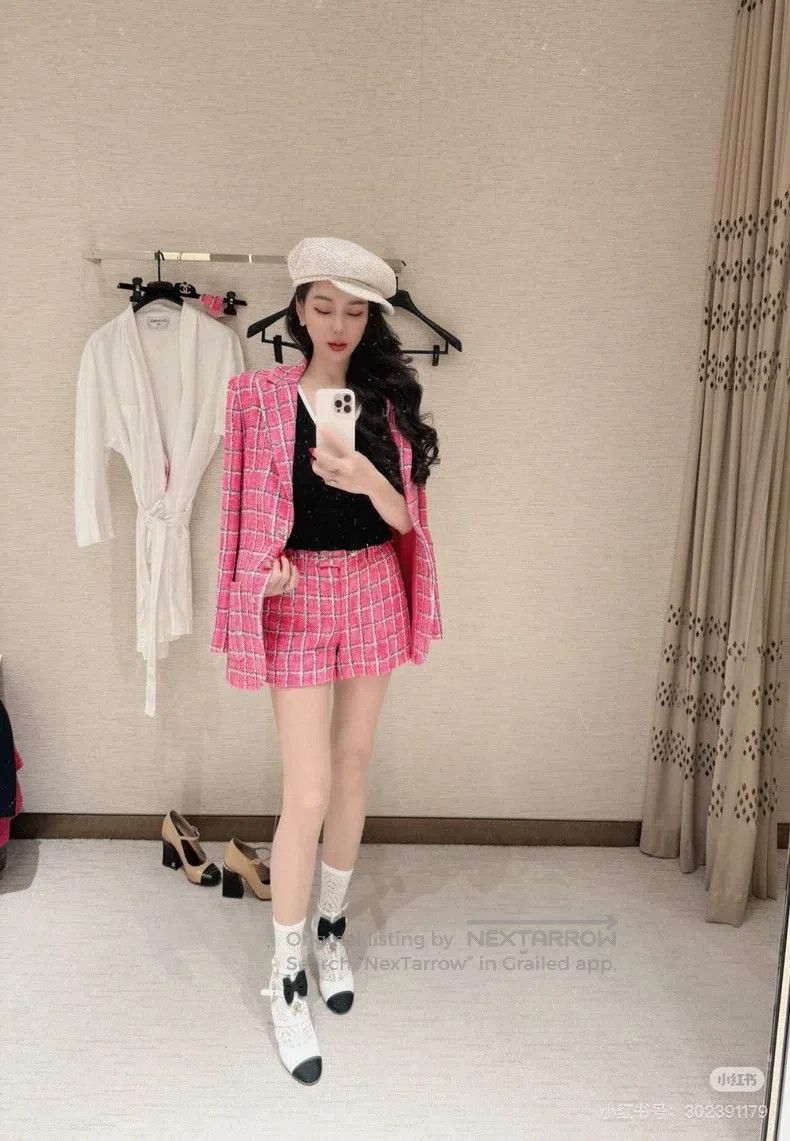 Chanel Chanel 24P pink tweed plaid jacket Size XS / US 0-2 / IT 36-38 - 8 Thumbnail