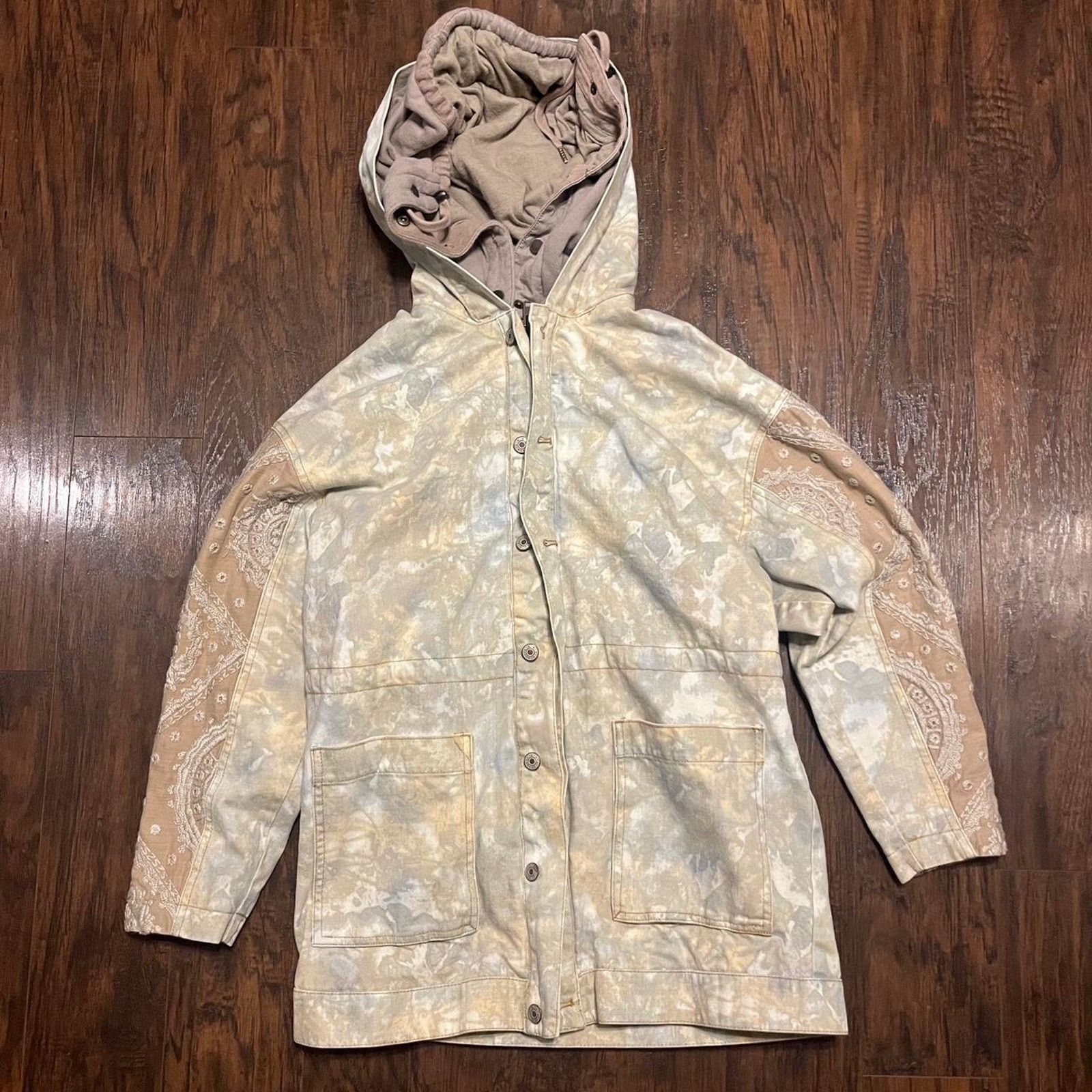 Free People Free People Layered Tie Dye Parka Embroidered Coat Size L / US 10 / IT 46 - 1 Thumbnail