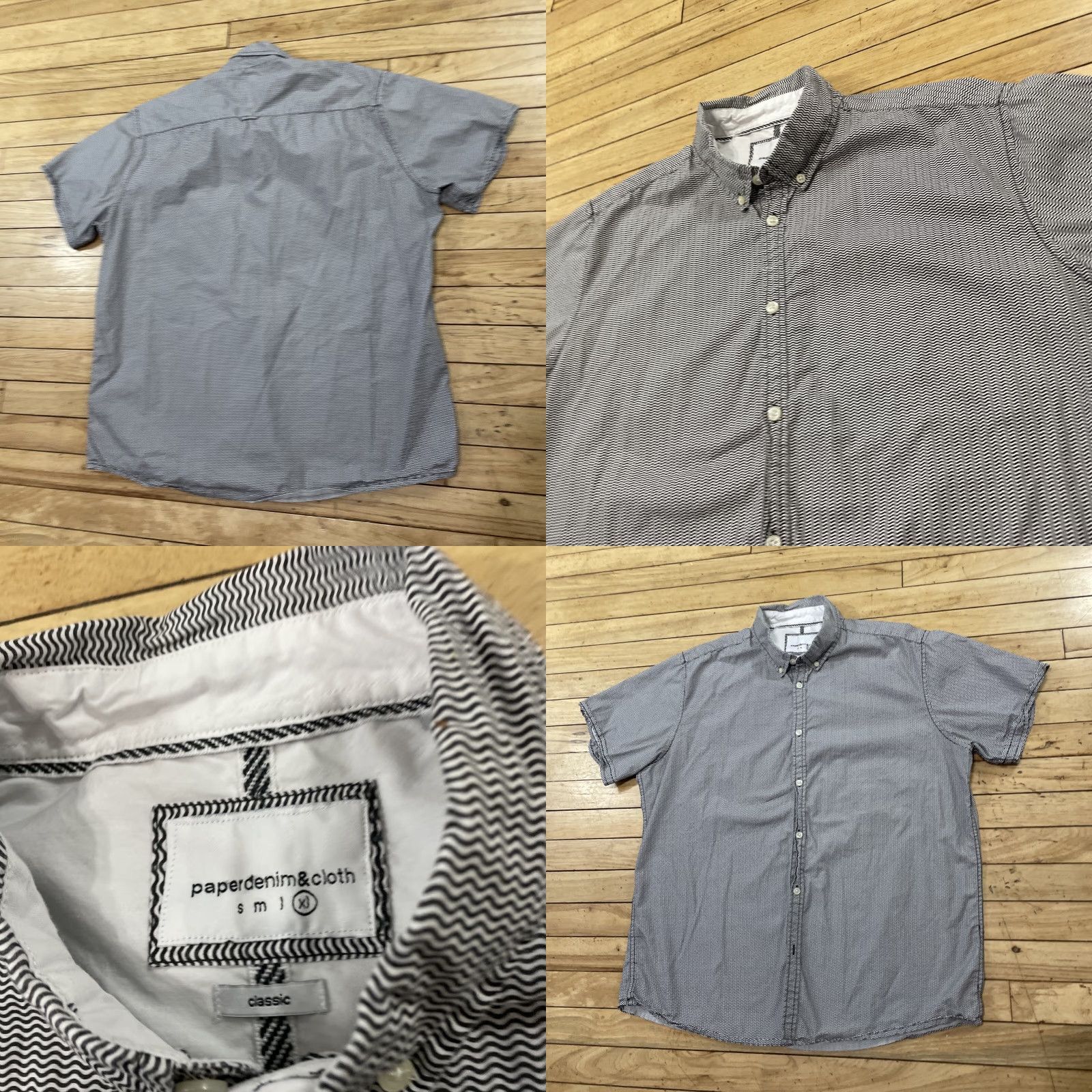 PD&C PD&C Paper Denim & Cloth Button Shirt Men XL Wave Print Preppy Oxford Shirt XL Gray/White Plaid Pattern Button-Up Casual/Workwear Mens XL Size US XL / EU 56 / 4 - 9 Thumbnail
