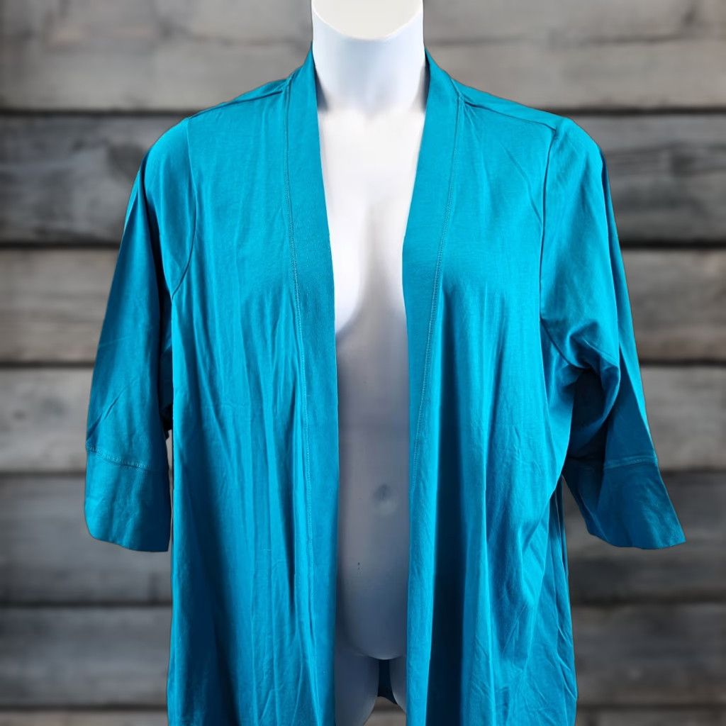 Vintage Carole Hochman Cardigan Womens 2X Blue 3/4 Sleeve Cotton Blend Solid Size XXL / US 16-18 / IT 52-54 - 1 Thumbnail
