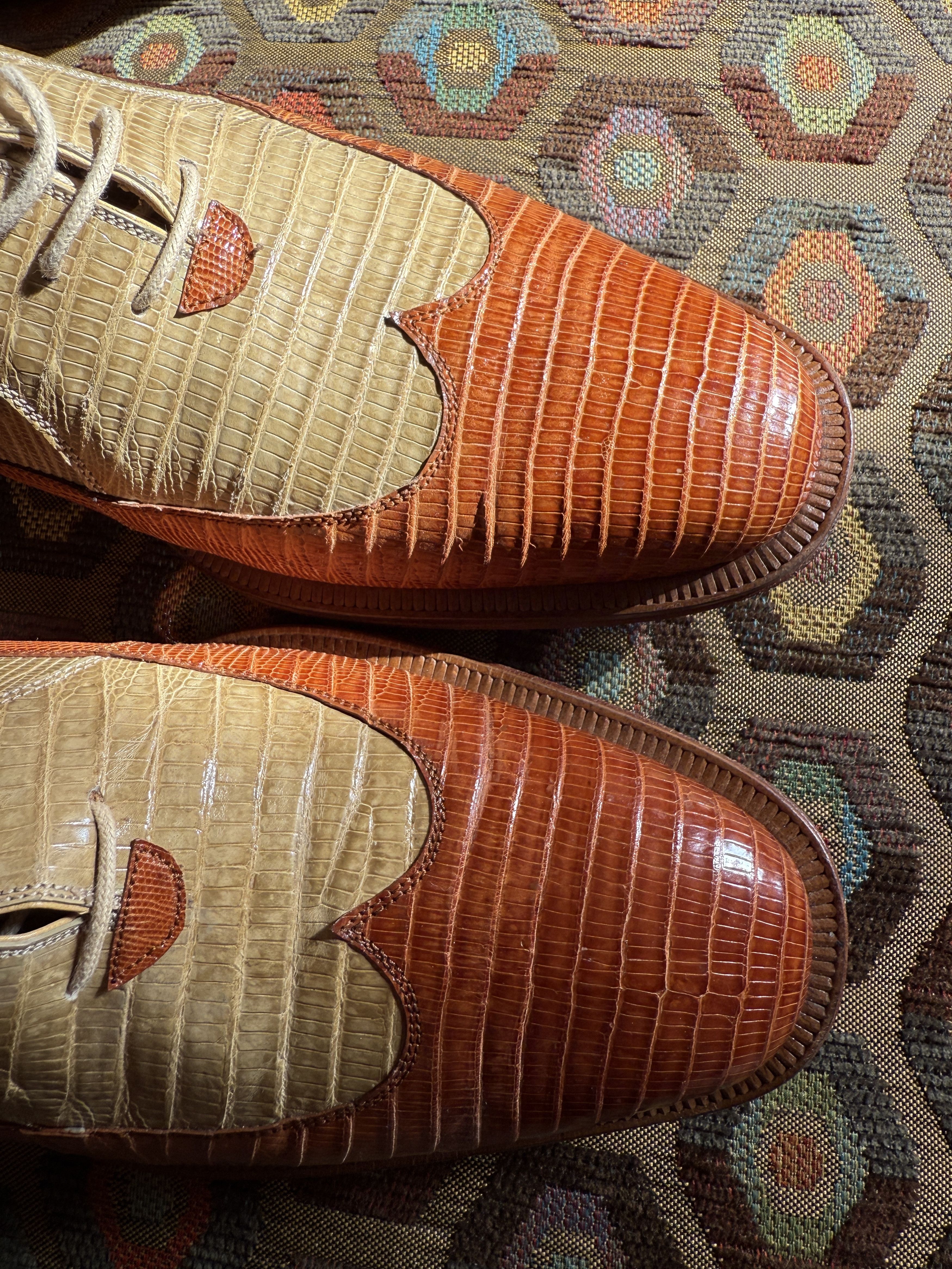 David Eden TWIST teju lizard spectators caramel/bone + box, bag, trees Size US 9 / EU 42 - 8 Thumbnail